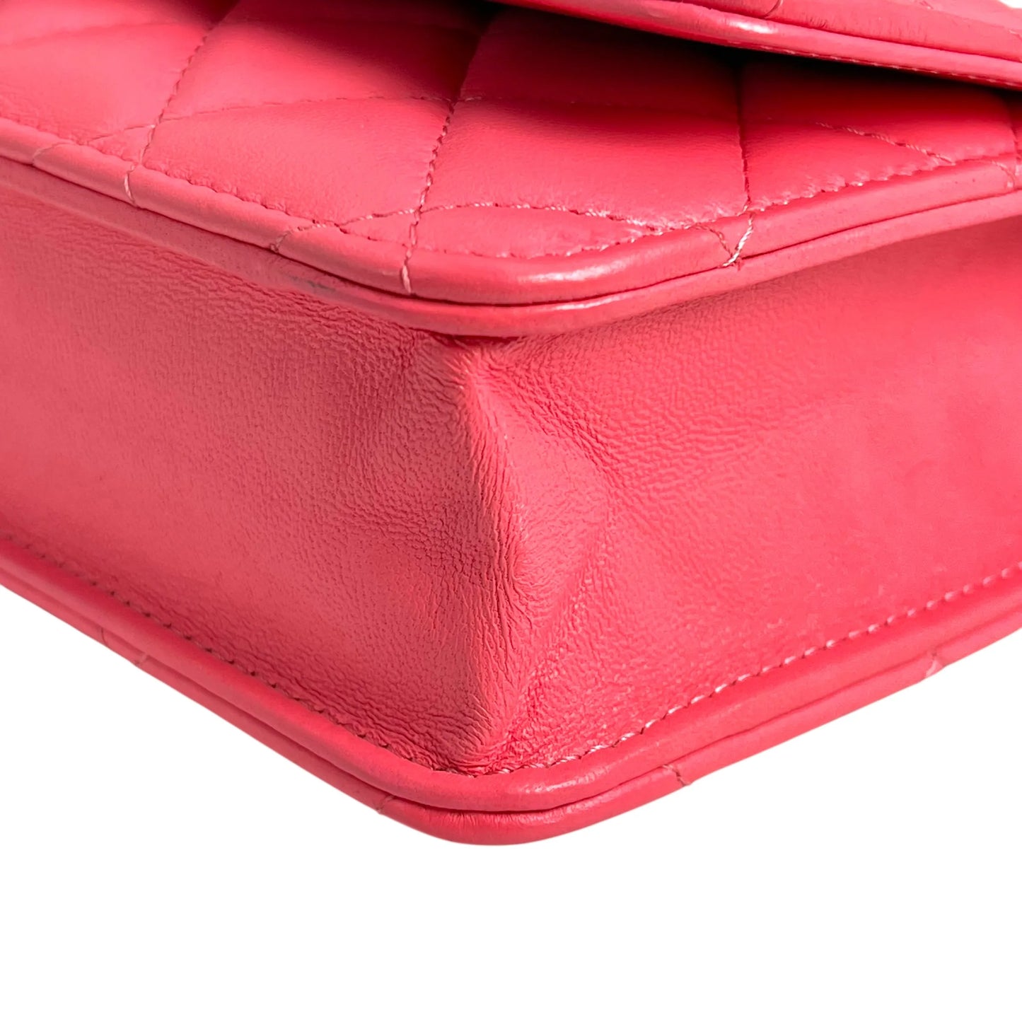 CHANEL Materasse Lamb Skin Chain Wallet - Pink
