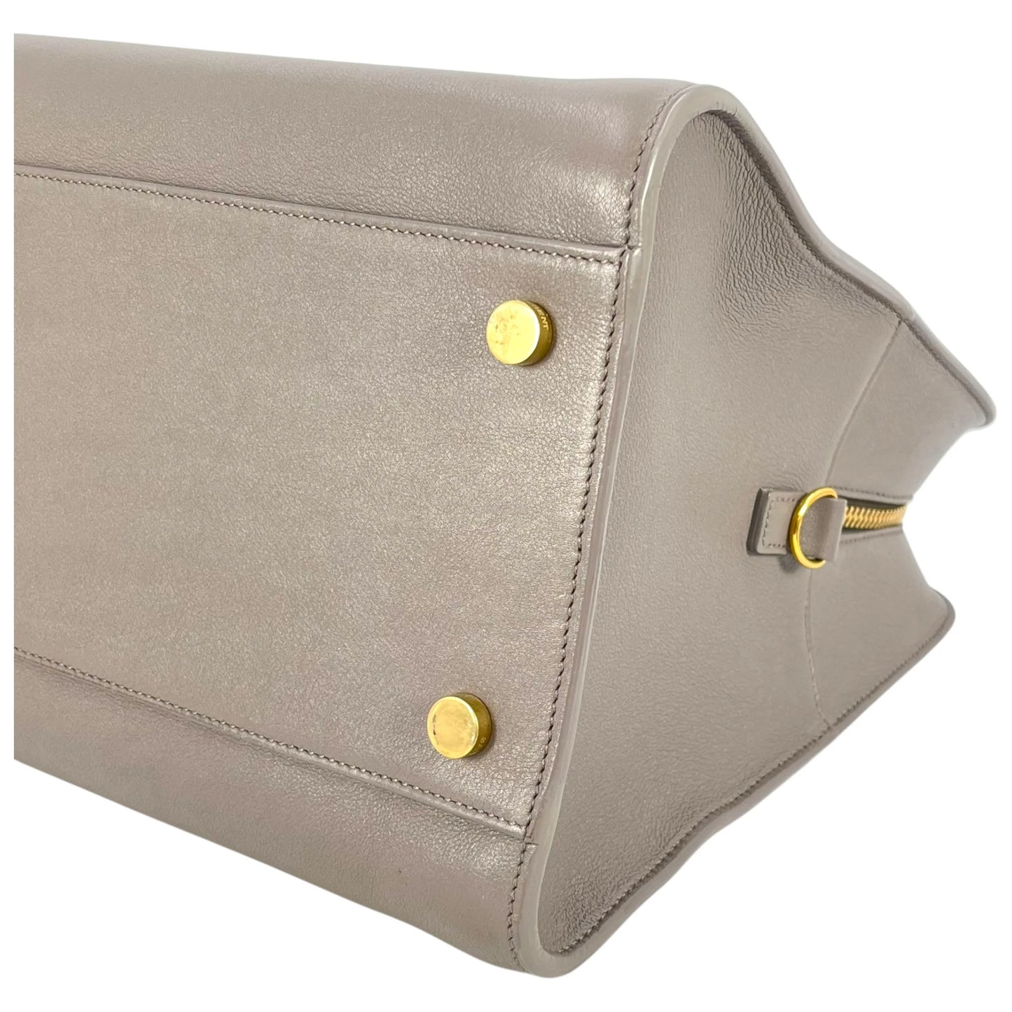 Saint Laurent Cabas Leather Hand Bag - Gray