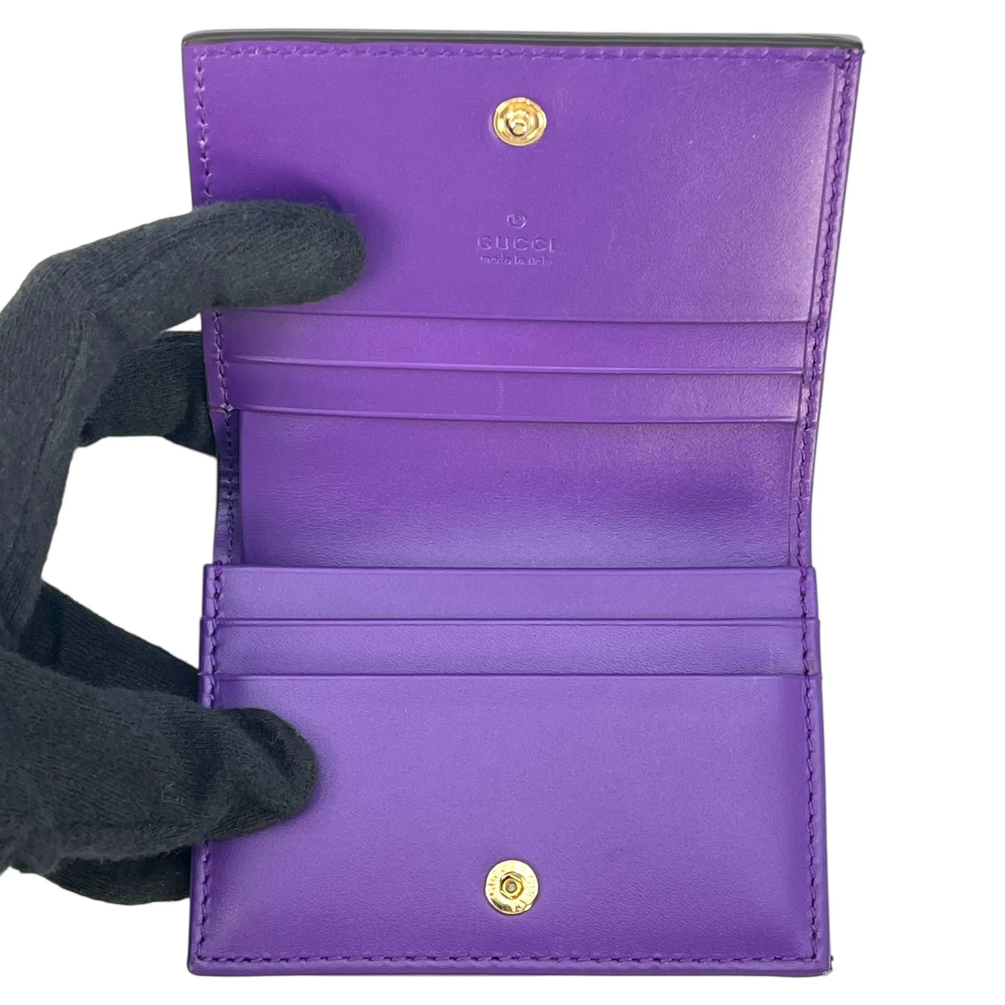GUCCI Guccissima Leather Compact Wallet - Purple