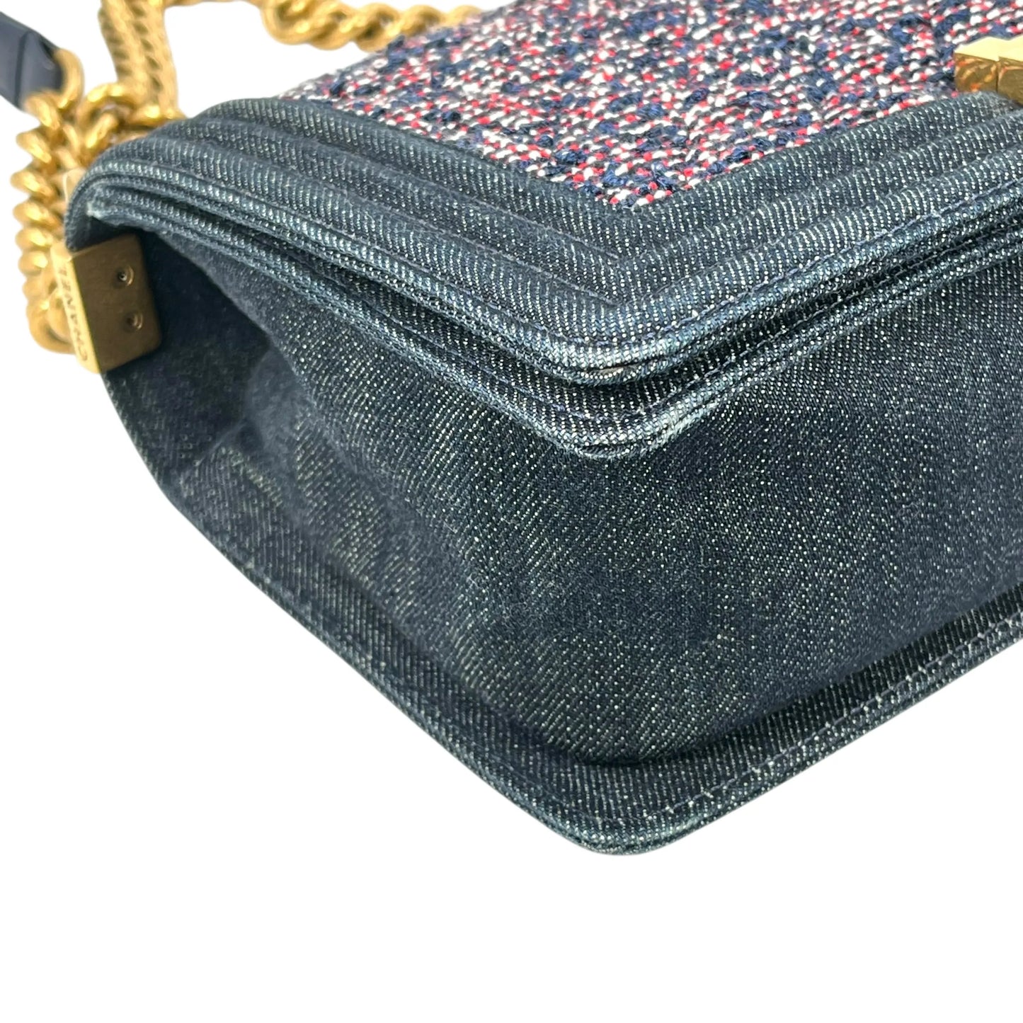CHANEL Boy Flap Bag Chain Shoulder Bag - Navy