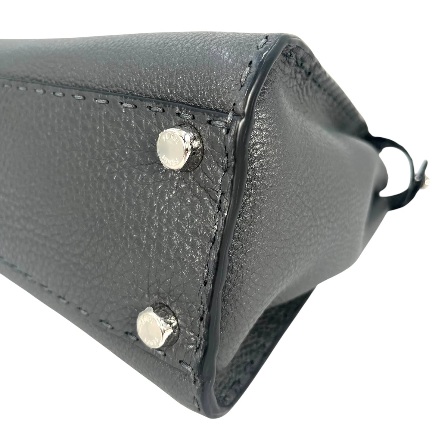 FENDI Peekaboo Leather Hand Bag Shoulder Bag - Gray