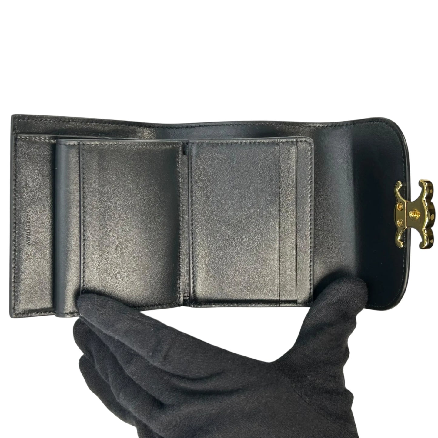 CELINE Triomphe Compact Wallet - Black