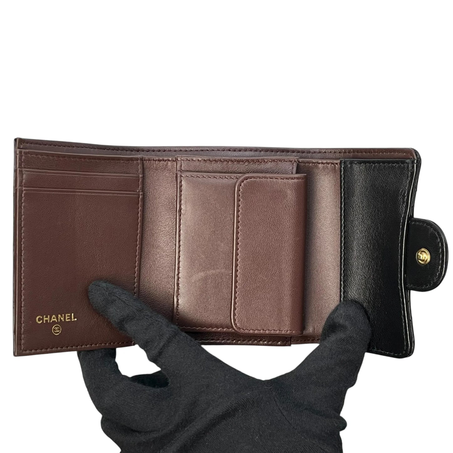 CHANEL Matelasse Classic Flap Compact Wallet Lambskin - Black
