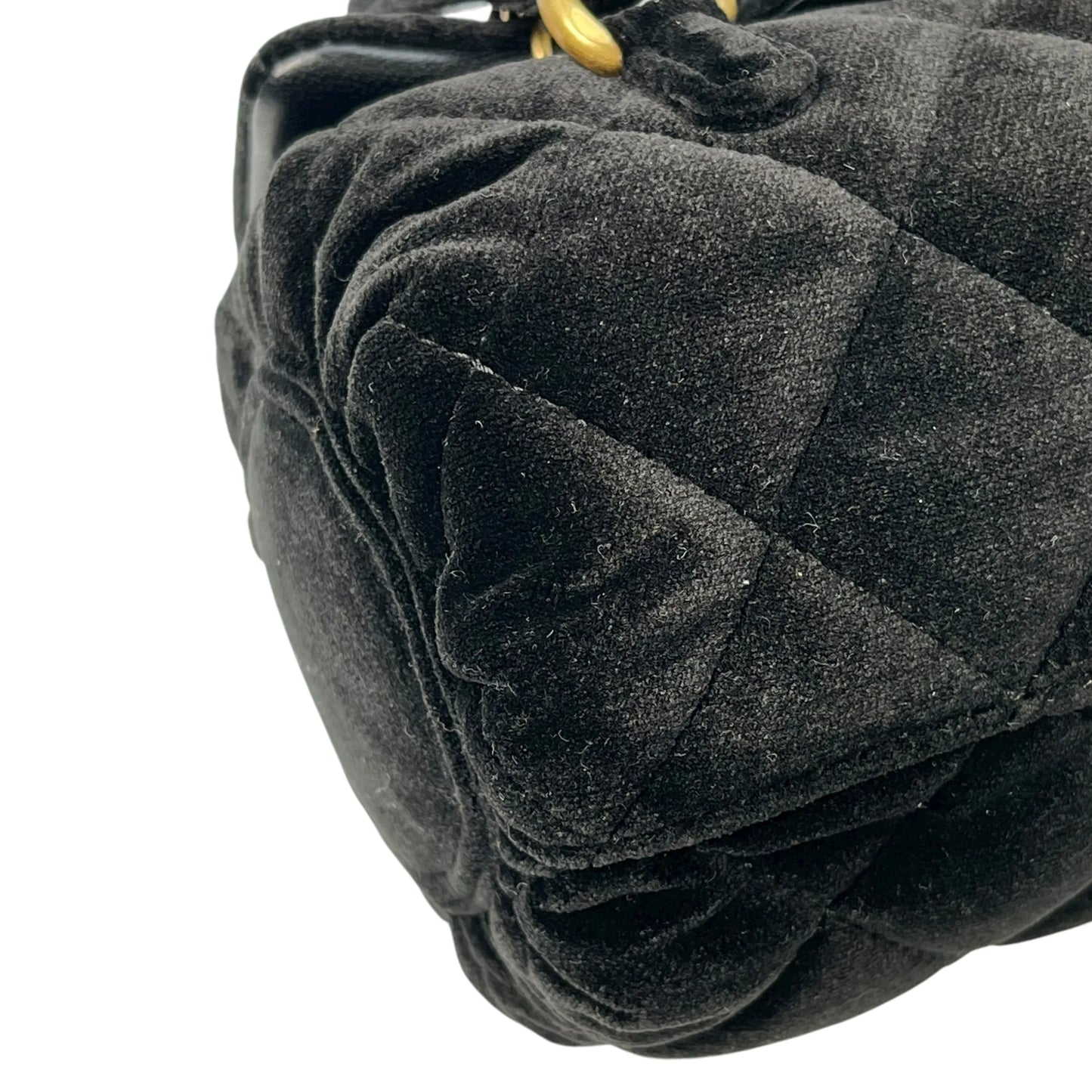 CHANEL Matelasse Boston Velvet Mini Bag Shoulder Bag - Black
