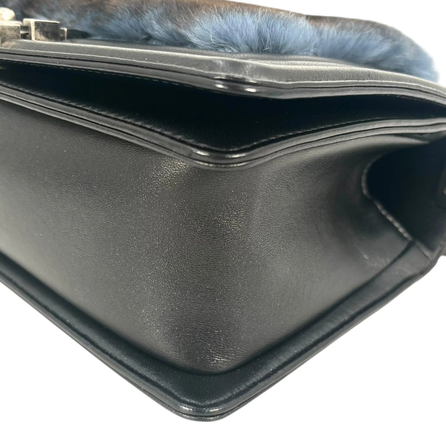 CHANEL Boy Chanel Fur Chain Shoulder Bag - Black