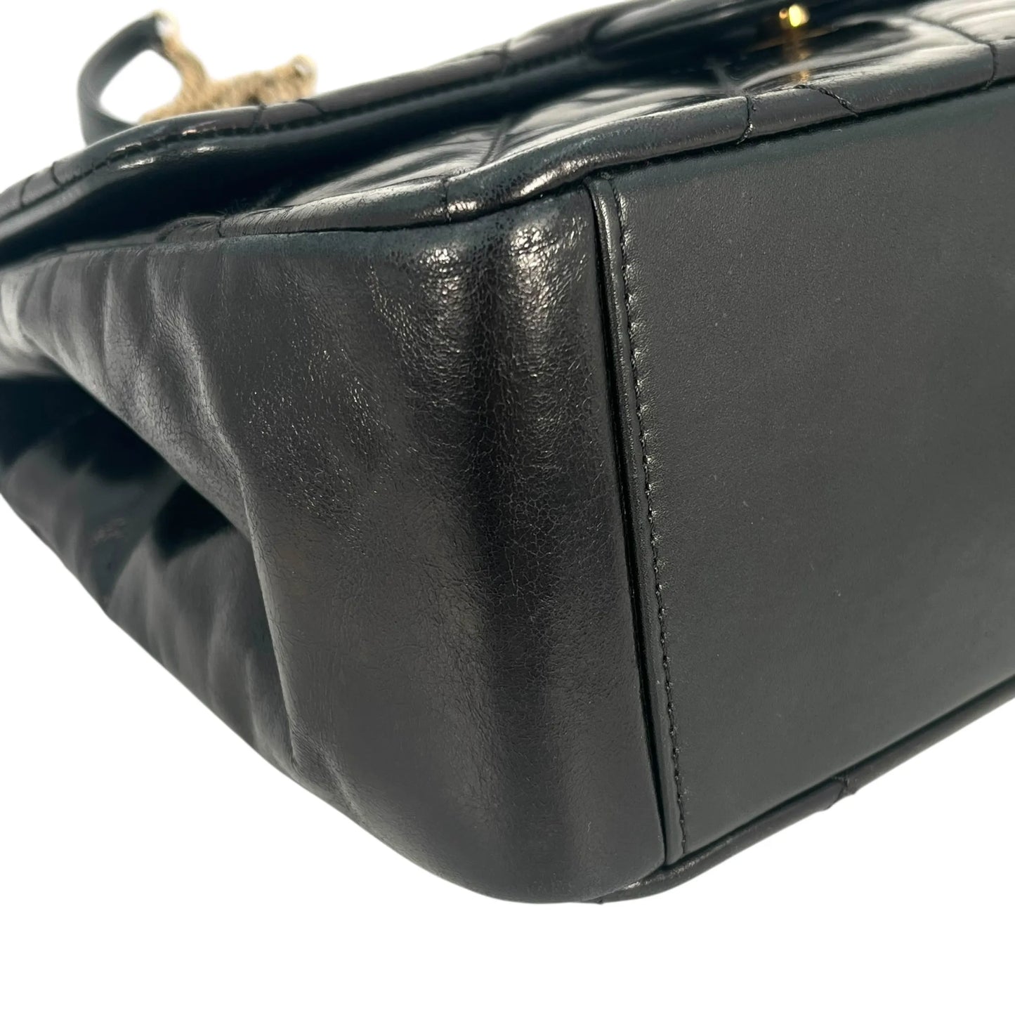 CHANEL Matelasse Top Handle Hand Bag Chain Shoulder Bag - Black