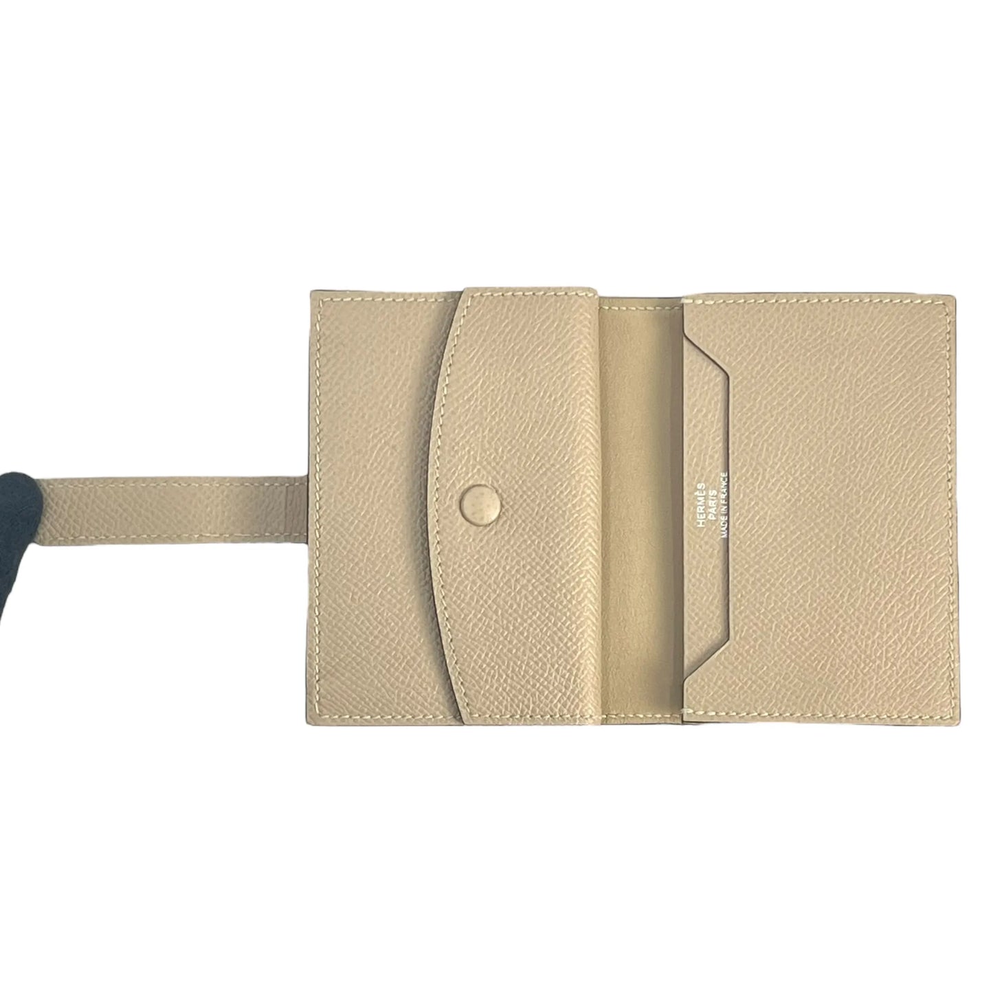 HERMES Bean Mini Business Card Holder Compact Wallet - Beige