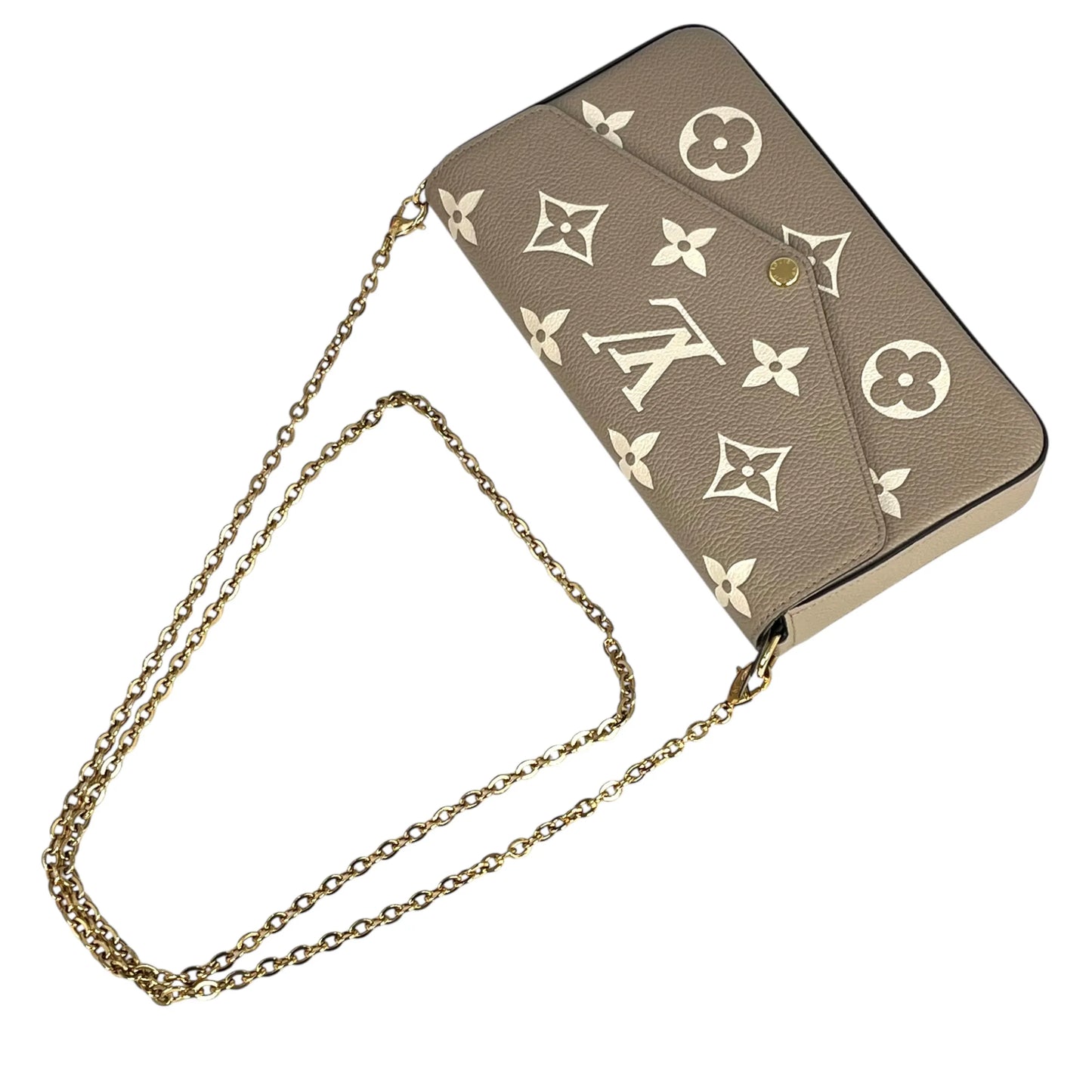 LOUIS VUITTON Pochette Felicie Monogram Empreinte Chain Wallet - Beige