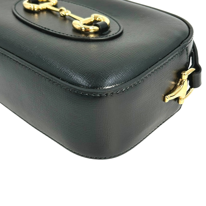 GUCCI Horsebit 1955 Leather Small Shoulder Bag - Black