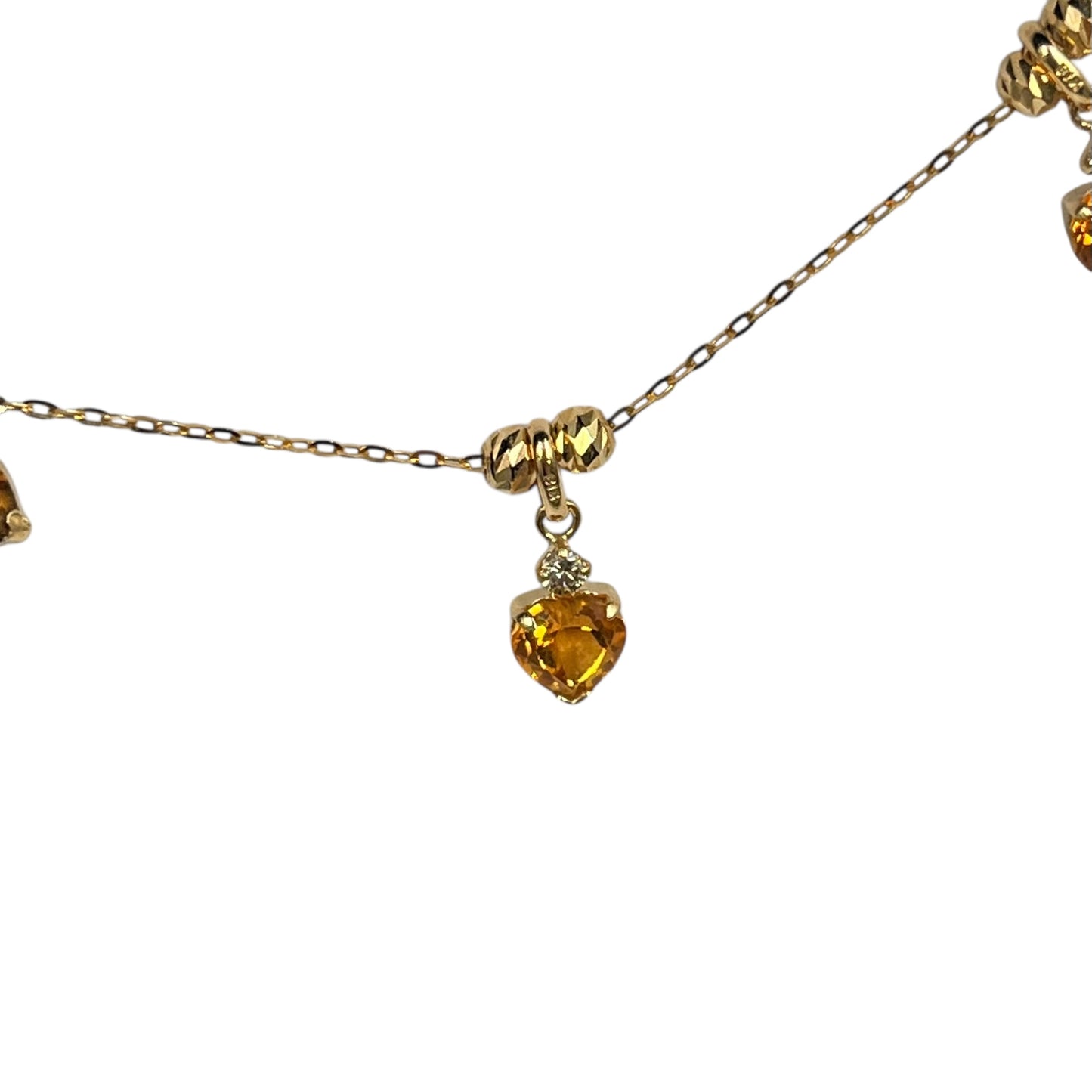 Diamond and Peridot Stones Necklace Yellow Gold