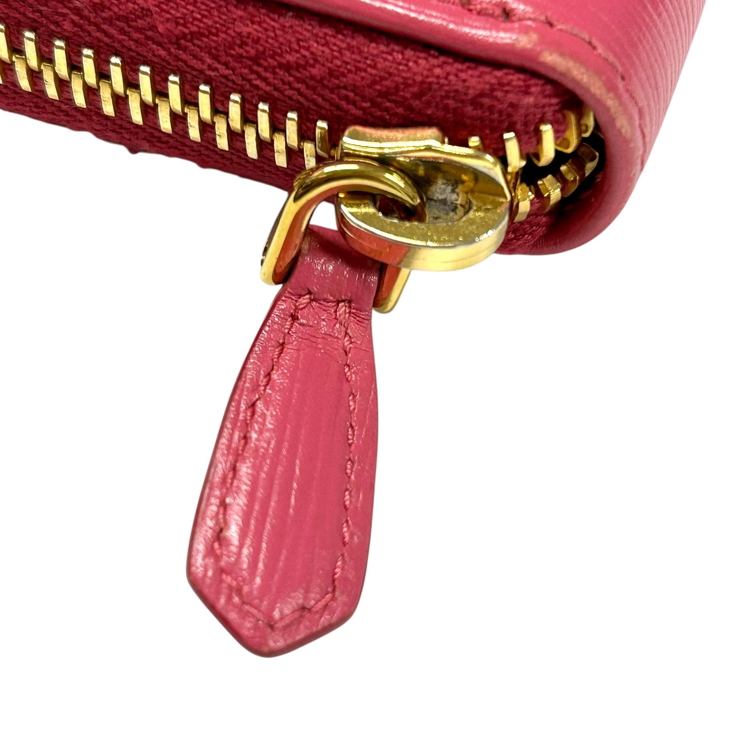 PRADA Round Zip Compact Wallet Coin Purse - Pink