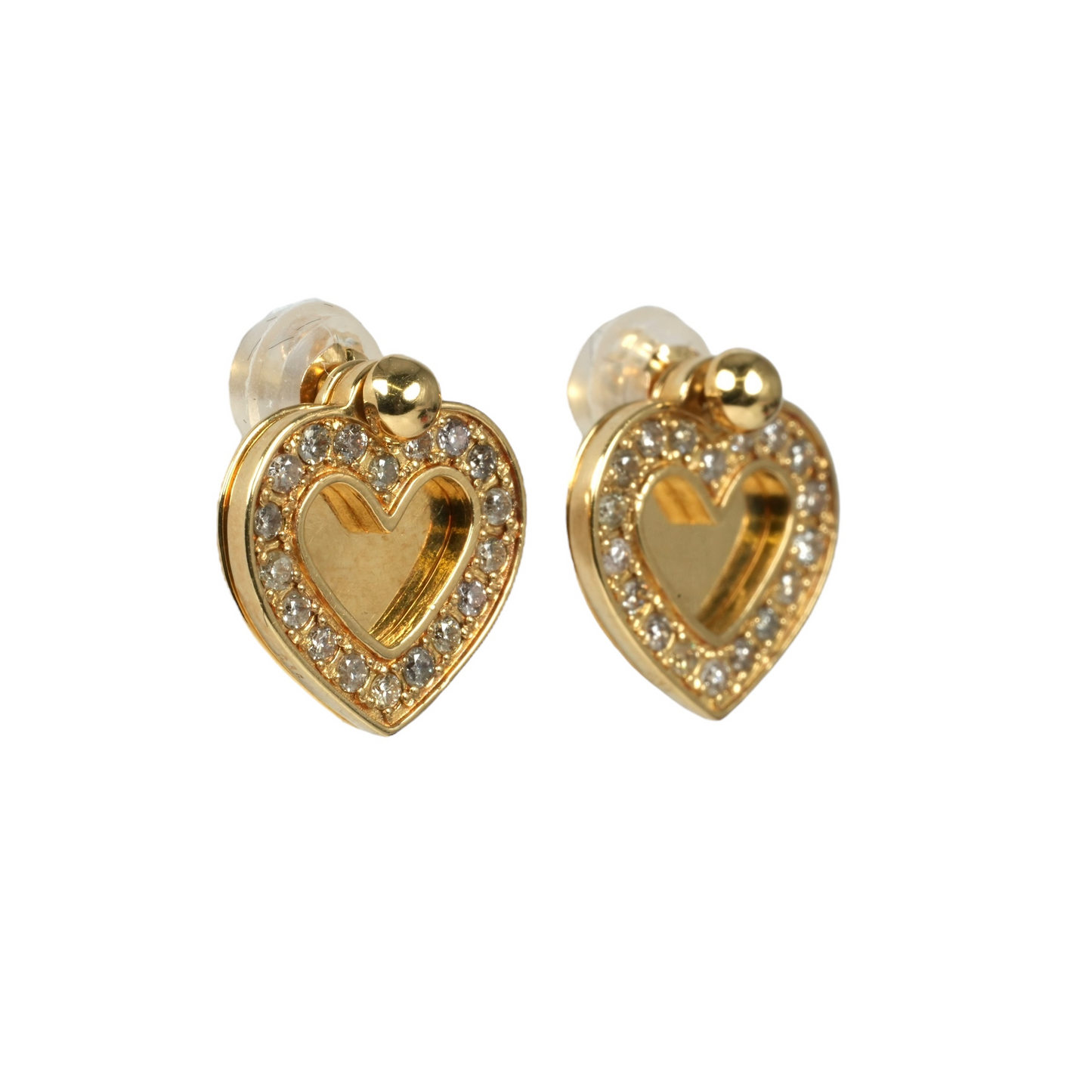 K18 Yellowgold Diamond Heart Earring