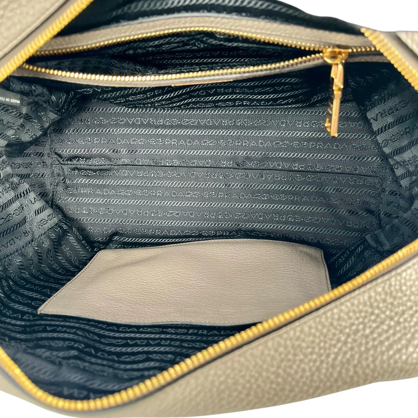 PRADA Vitello Leather Hand Bag - Gray
