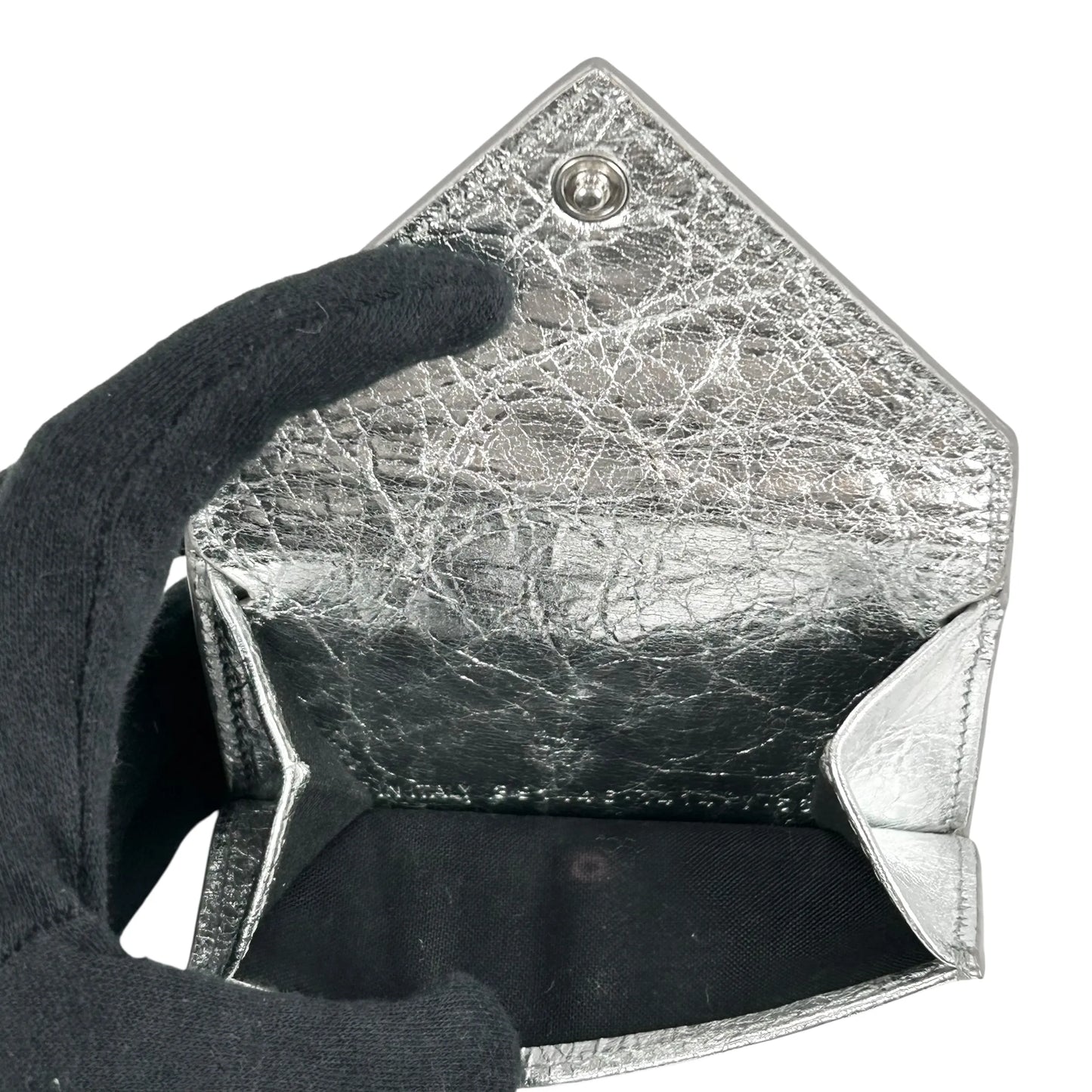 BALENCIAGA Papier Miini Compact Wallet - Silver