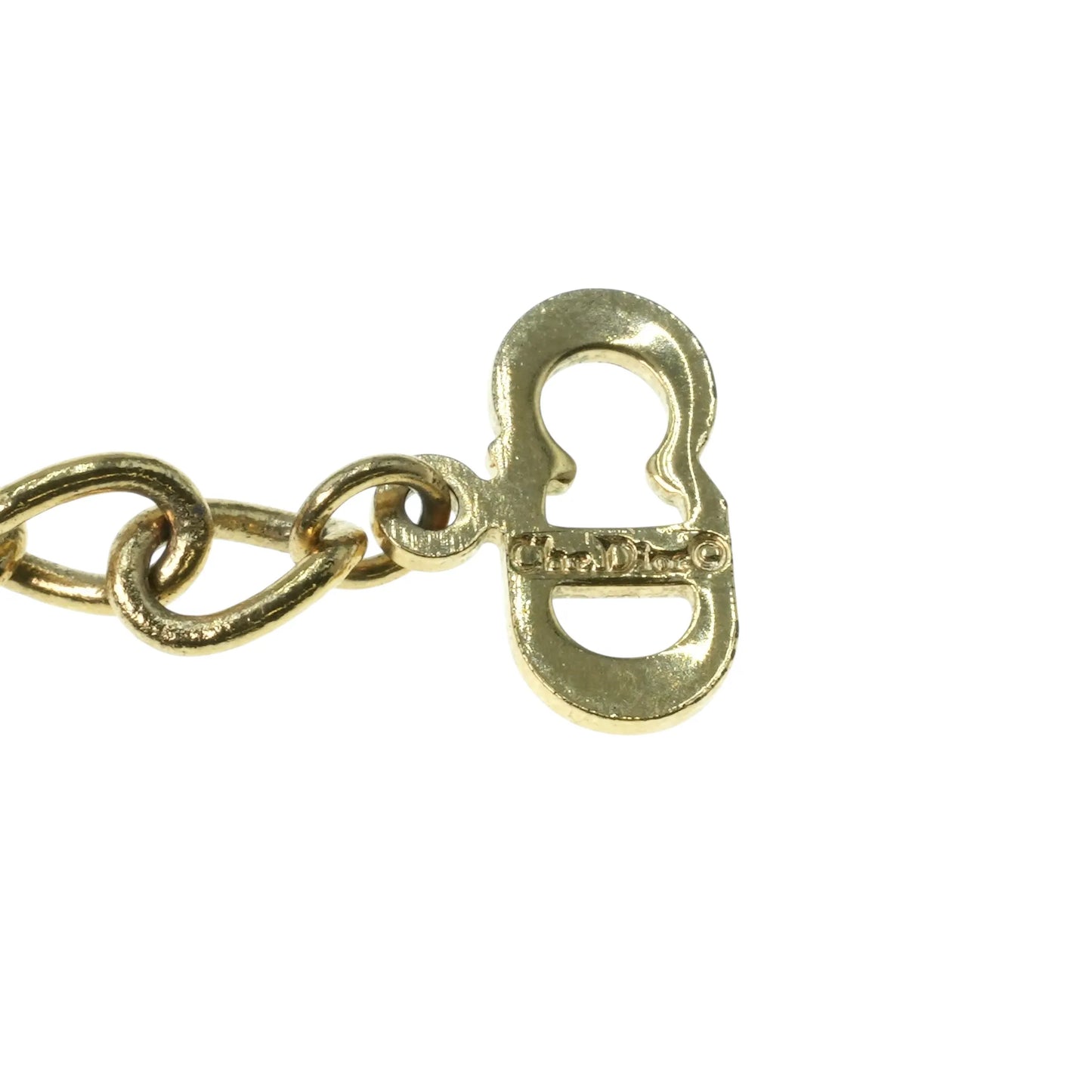 Dior Rhinestone Mini Logo Necklace - Gold Plated