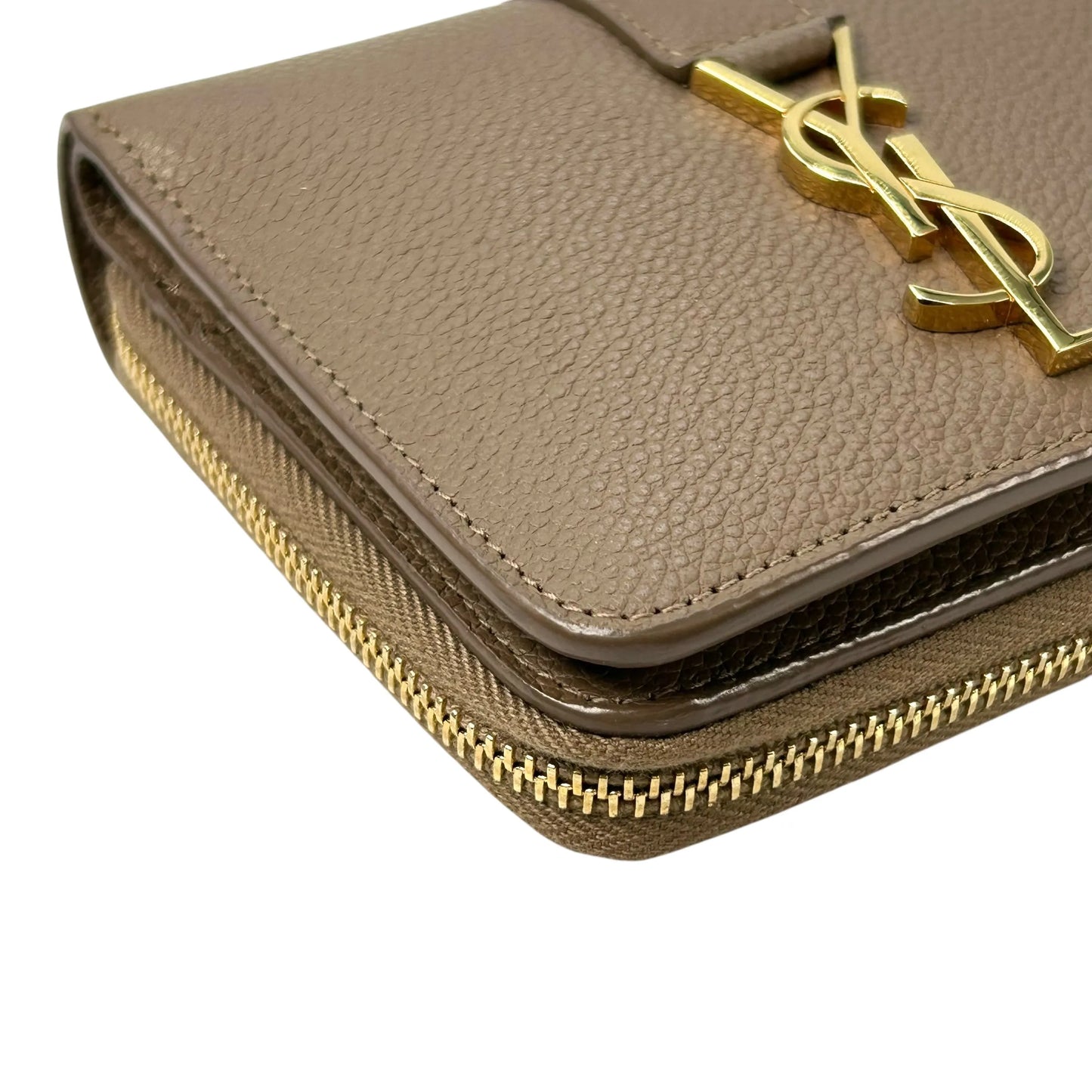 Saint Laurent YSL Zippy Compact Wallet - Beige
