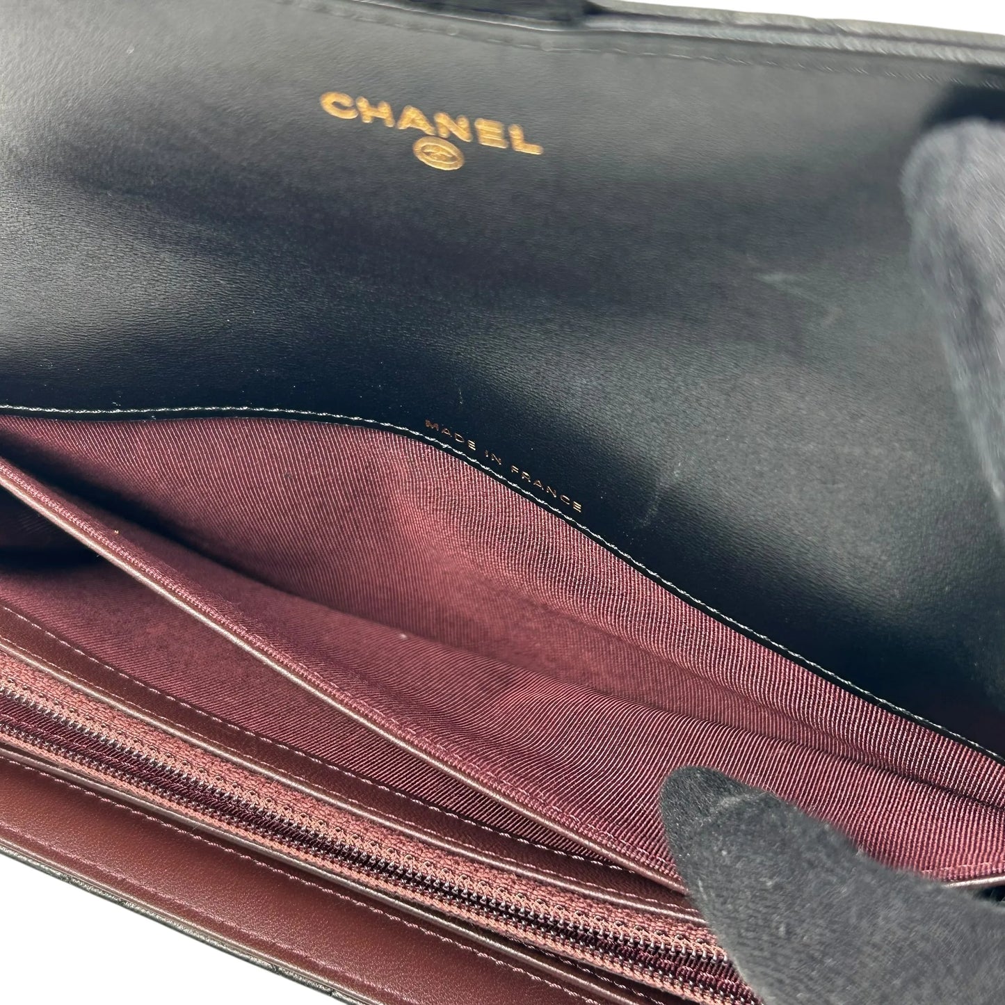 CHANEL CC Logo Lambskin Long Wallet - Black
