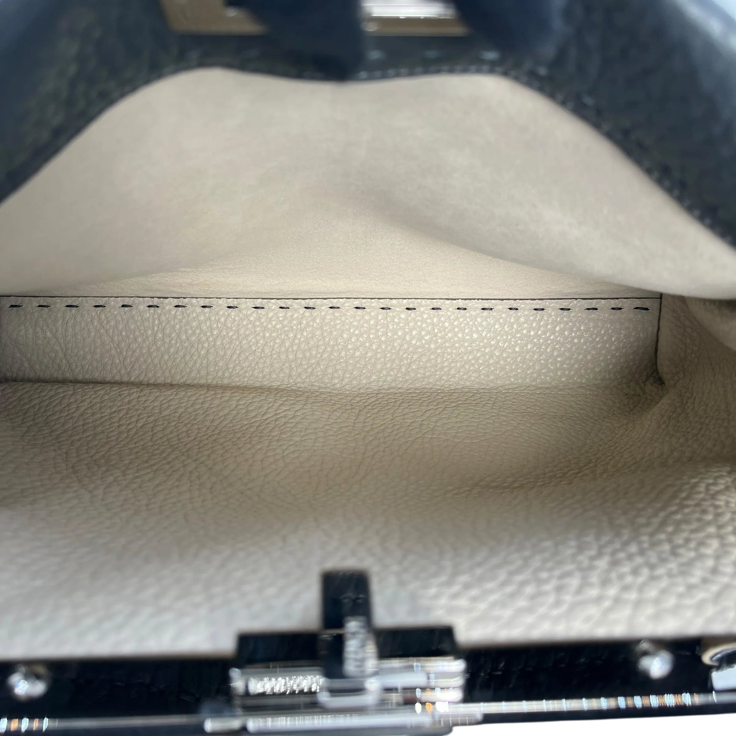 FENDI Peekaboo Leather Hand Bag Shoulder Bag - Gray