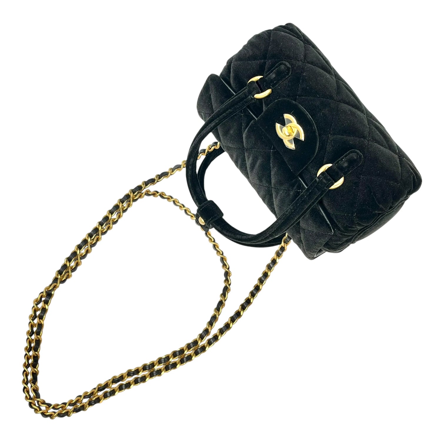 CHANEL Matelasse Boston Velvet Mini Bag Shoulder Bag - Black