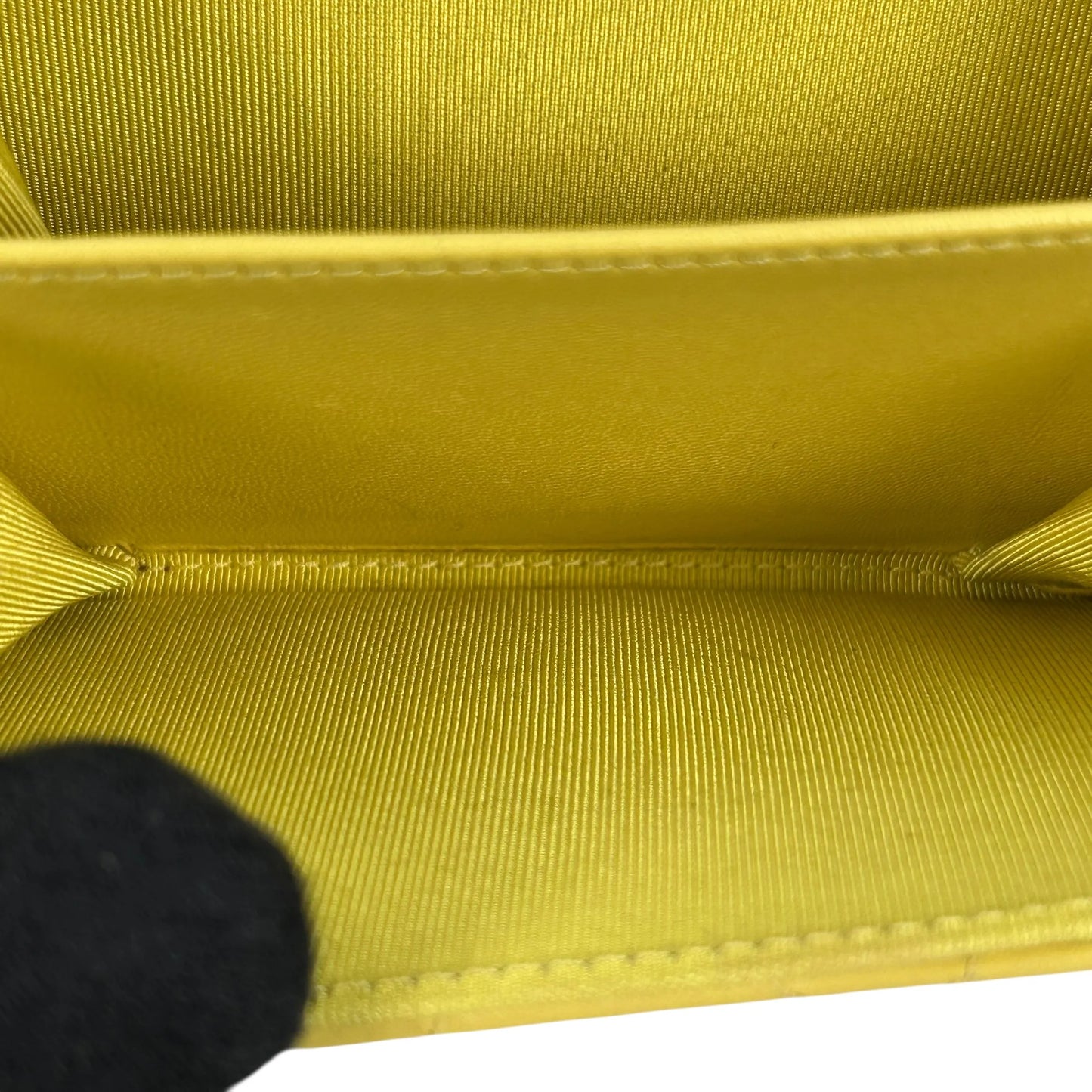CHANEL Matelasse Classic Flap Lambskin Coin Case - Yellow