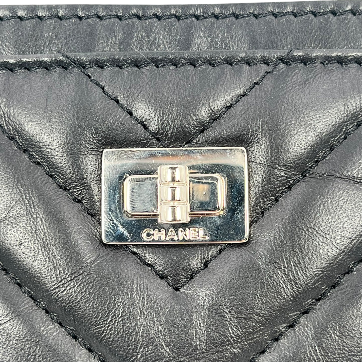 CHANEL 2.55 Chevron Quilted Card Case