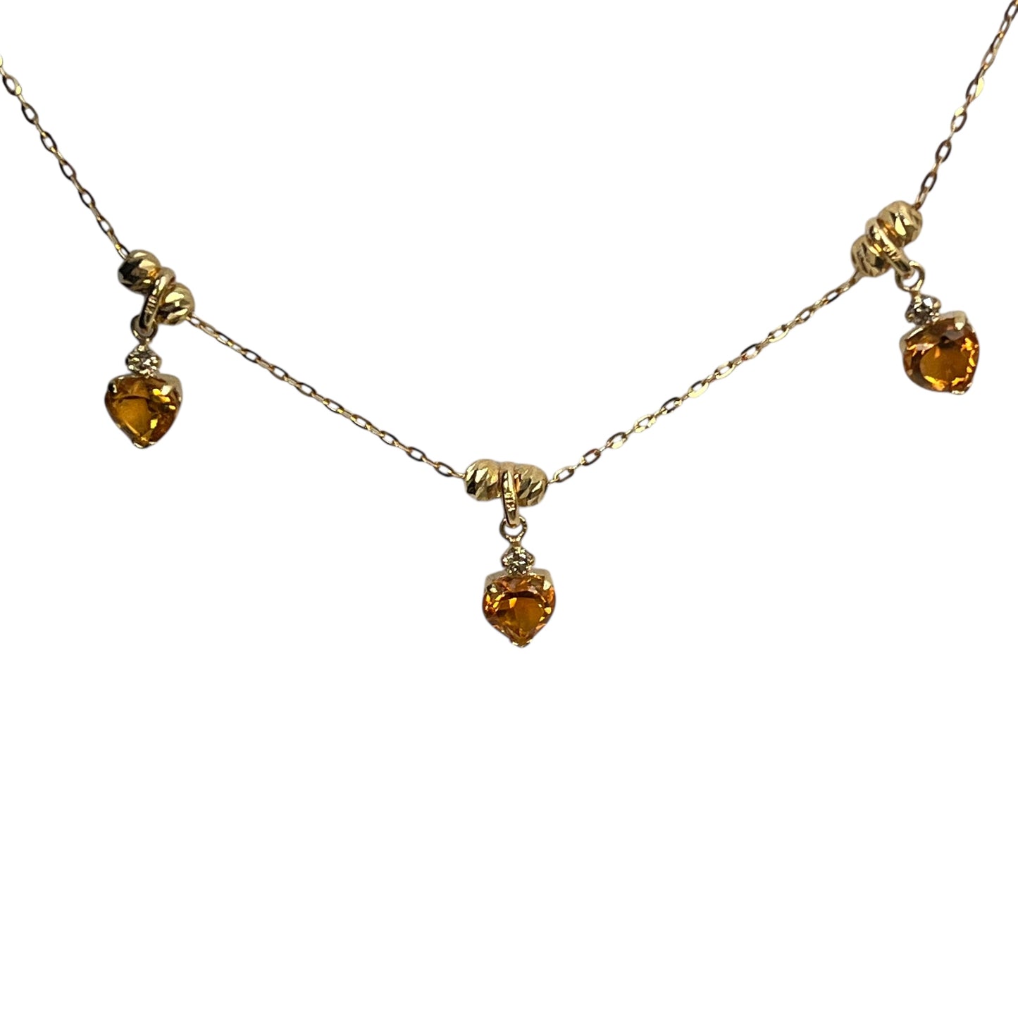 Diamond and Peridot Stones Necklace Yellow Gold