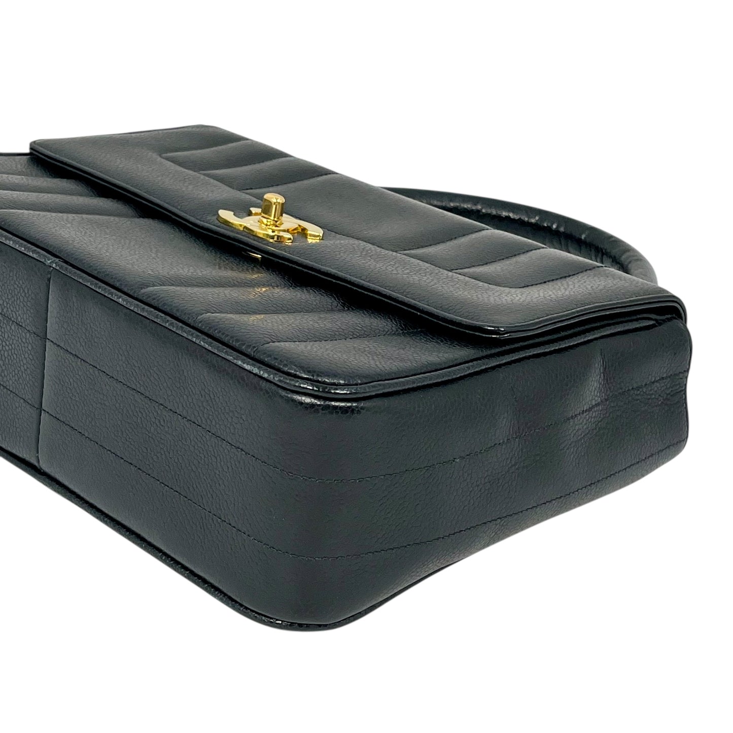 CHANEL Mademoiselle Caviar Skin Hand Bag - Black