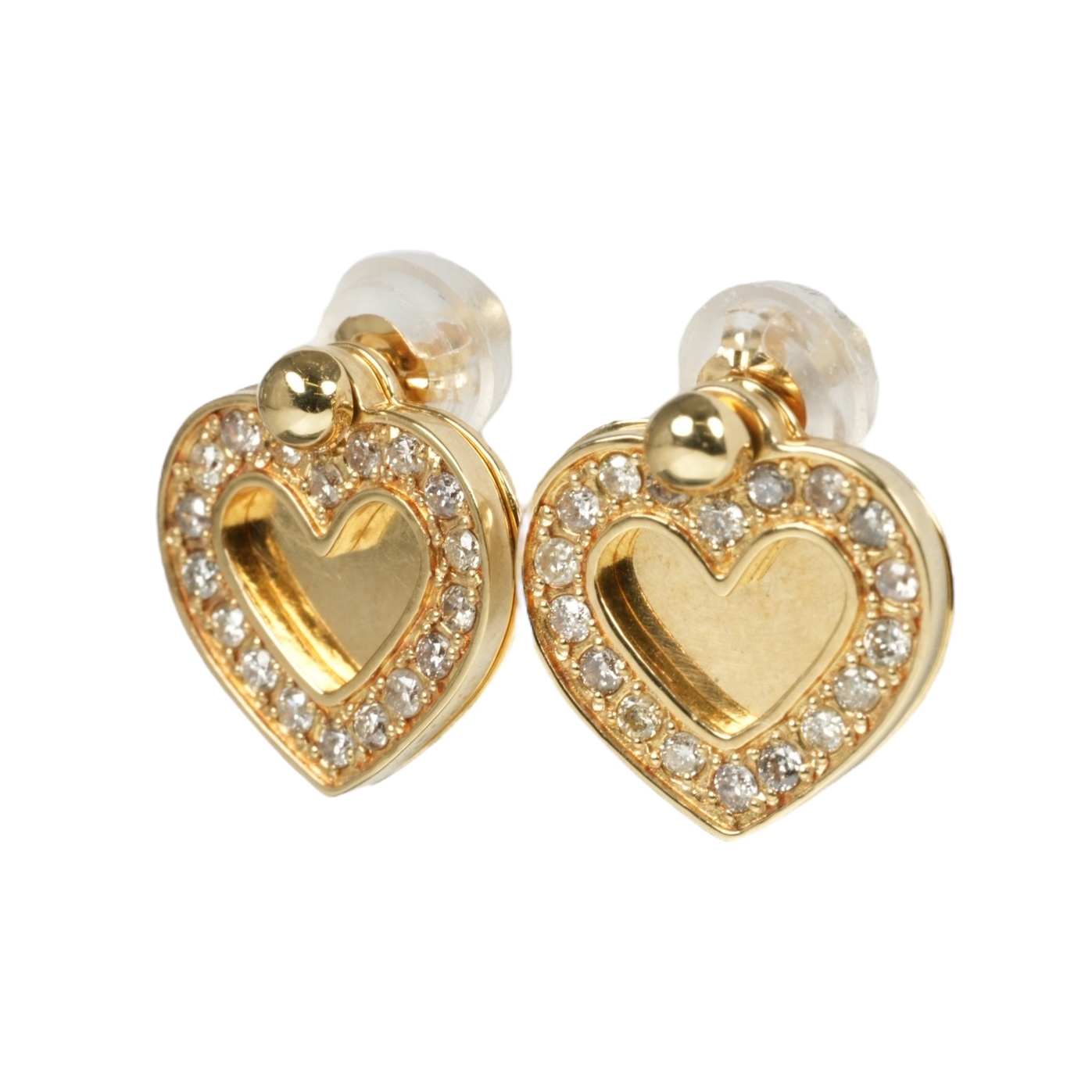 K18 Yellowgold Diamond Heart Earring