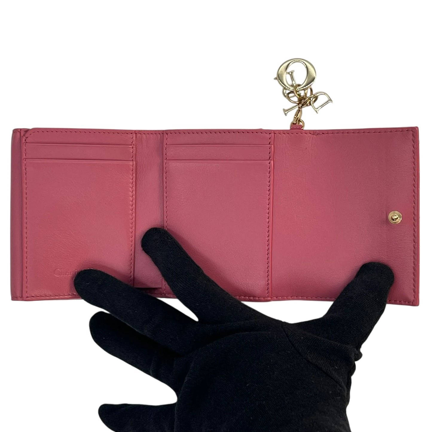 Dior Lady Dior Lotus Compact Wallet - Pink