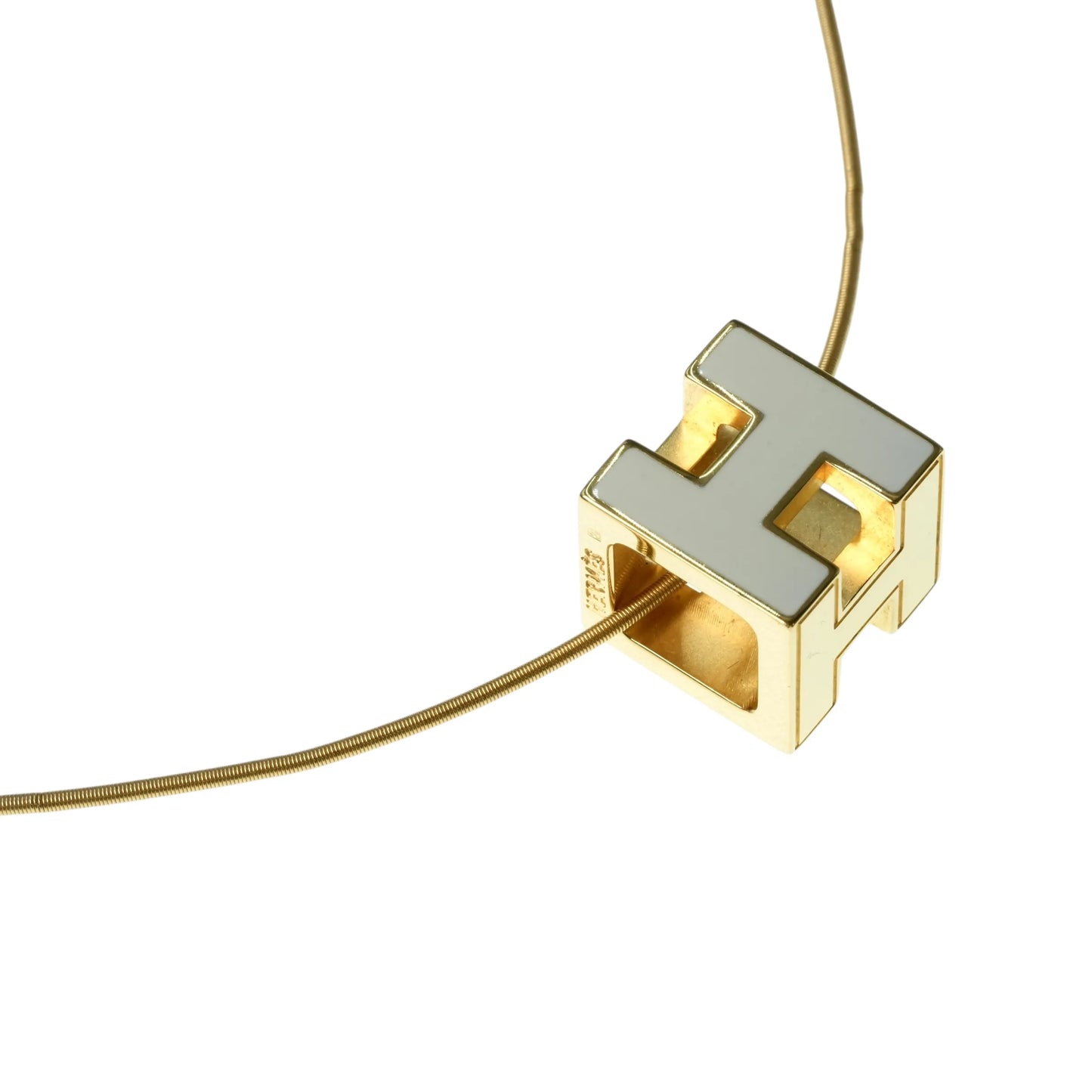 HERMES H Cube Necklace White