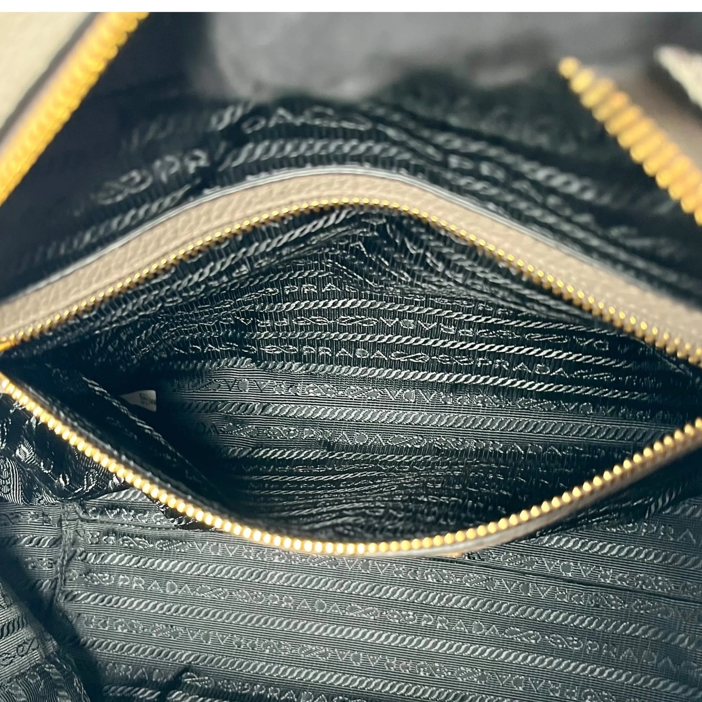 PRADA Vitello Leather Hand Bag - Gray