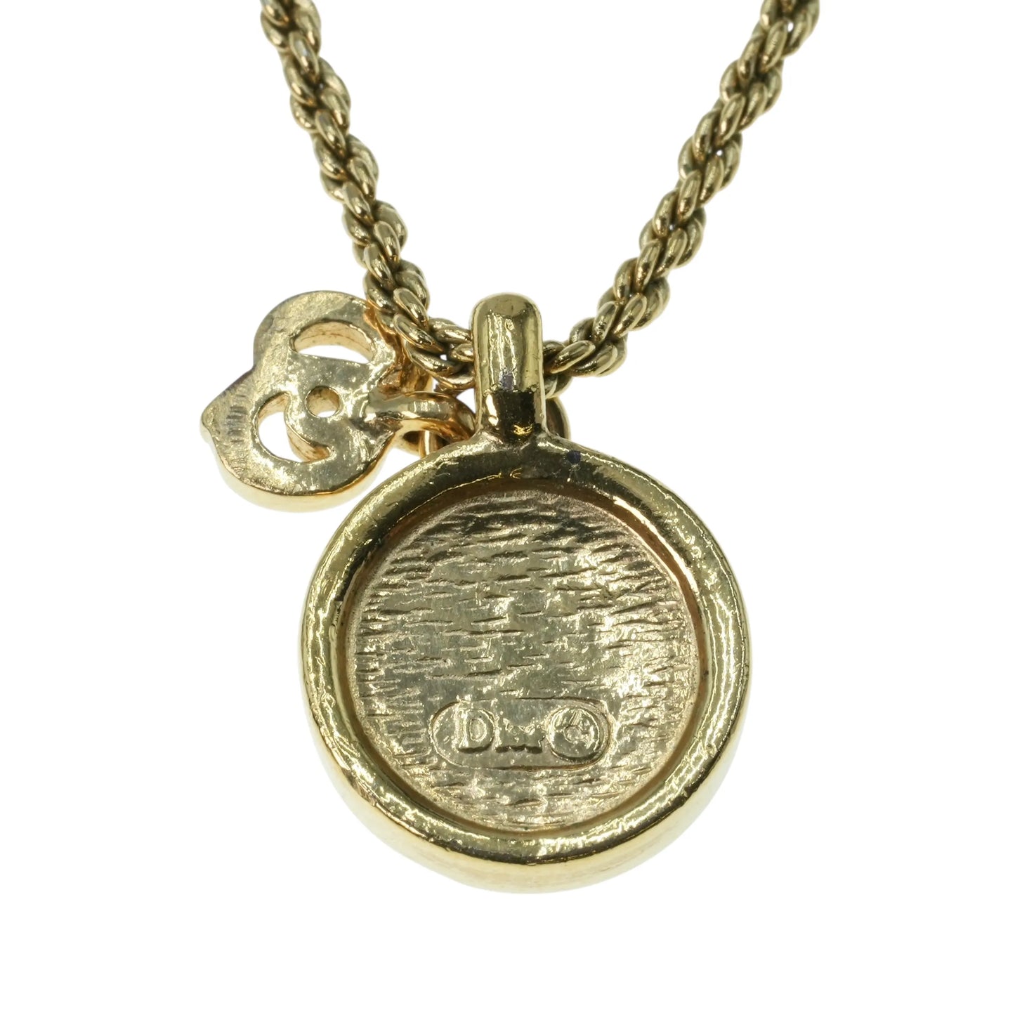 Dior Rhinestone Mini Logo Necklace - Gold Plated