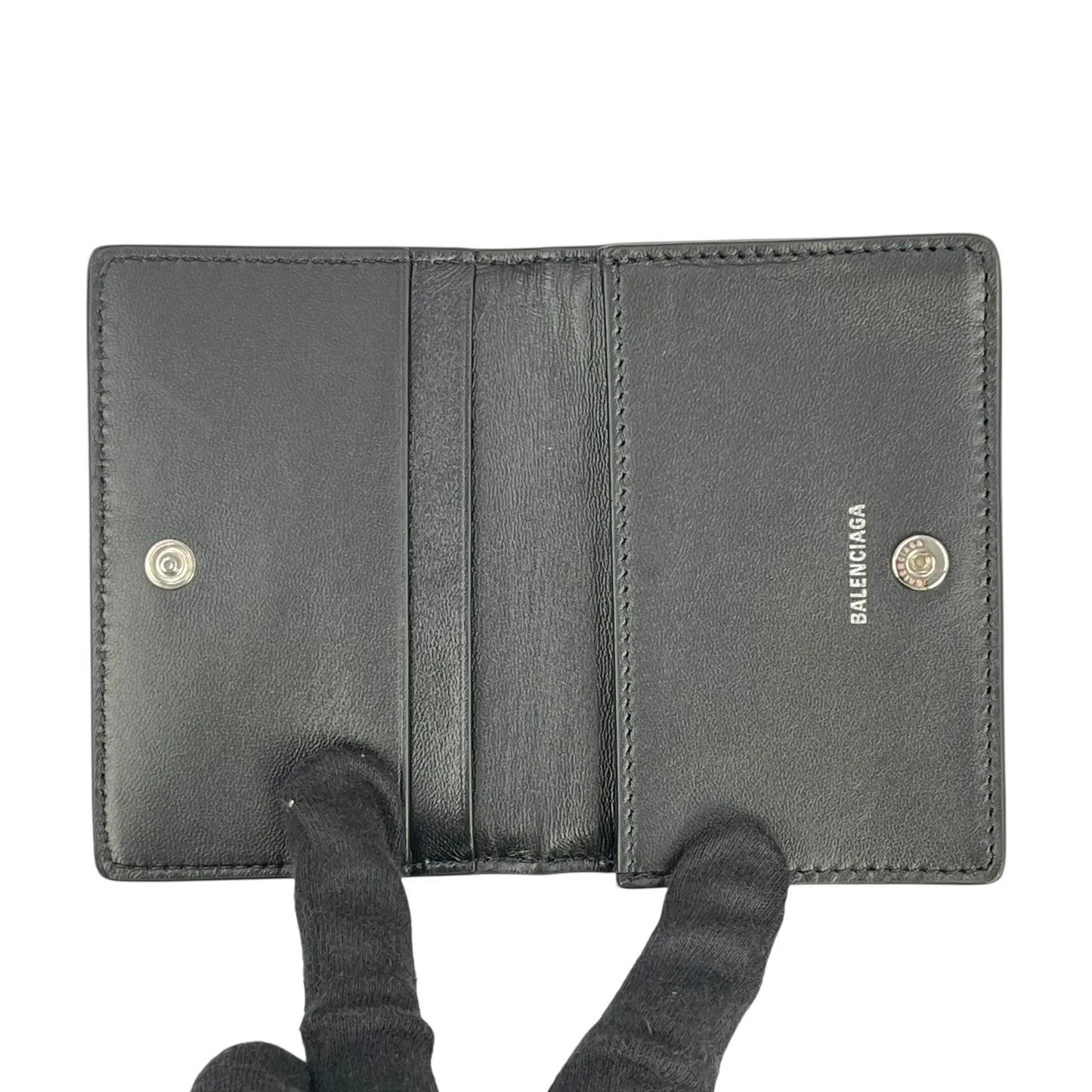 BALENCIAGA Paper Compact Wallet Crocodile - Black