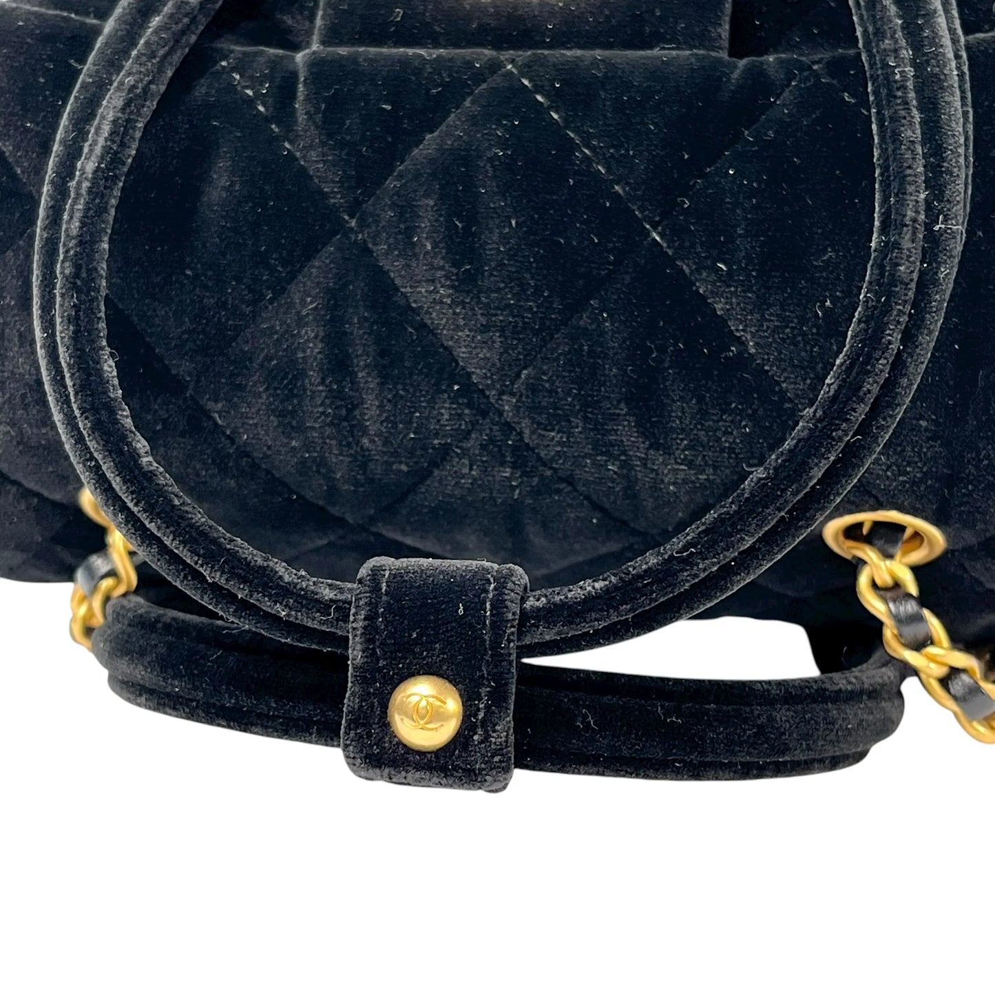 CHANEL Matelasse Boston Velvet Mini Bag Shoulder Bag - Black