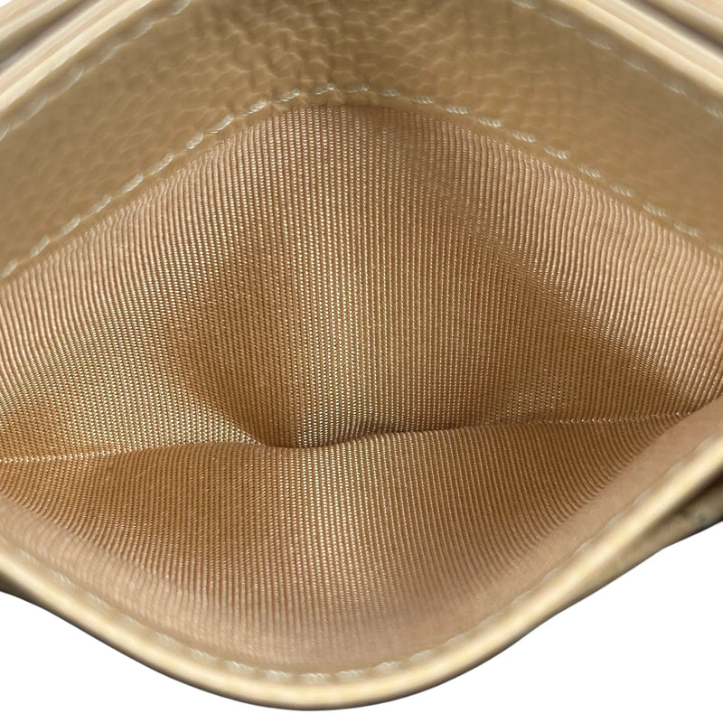 CHANEL Caviarskin Classic Flap Card Case - Beige