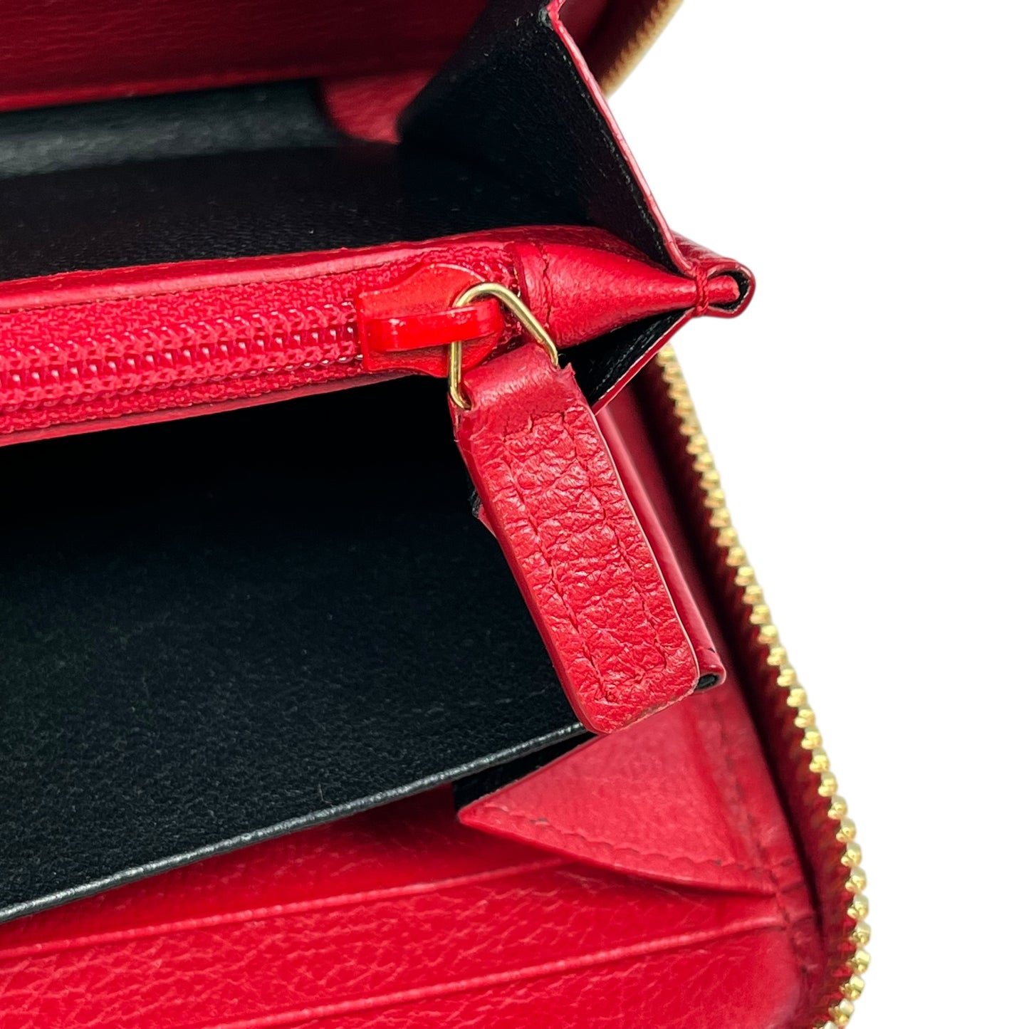 Saint Laurent YSL Logo Leather Round Zip Long Wallet - Red