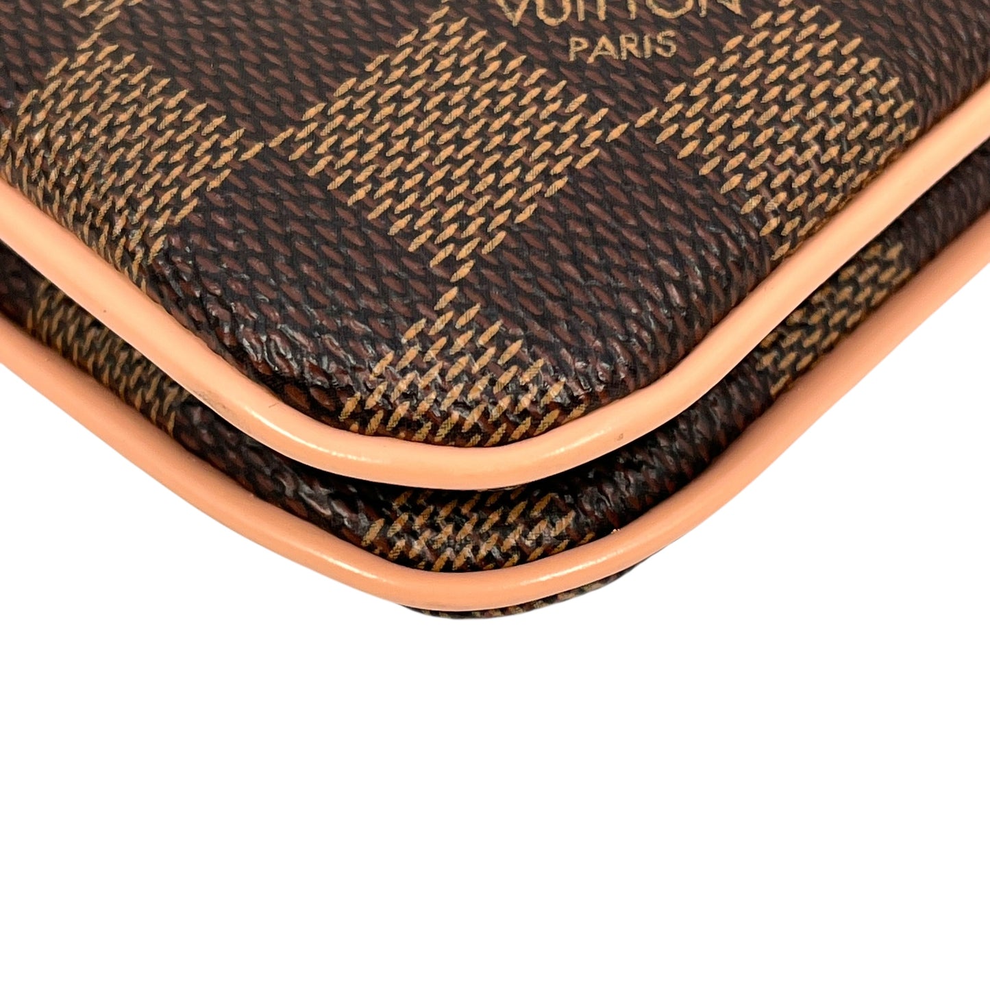 Louis Vuitton Damier Double Zip Pochette Shoulder Bag Chain Shoulder Wallet