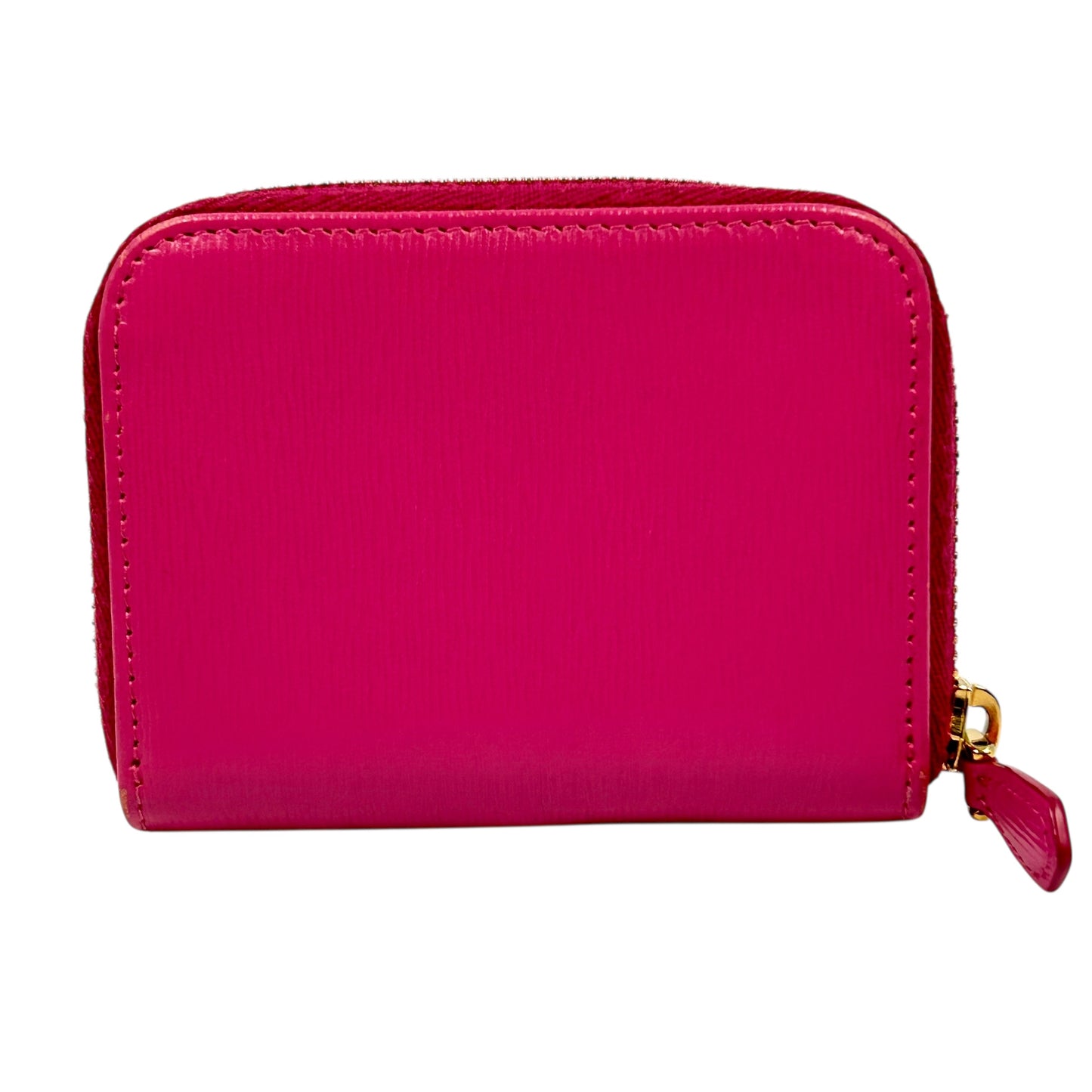 PRADA Round Zip Compact Wallet Coin Purse - Pink