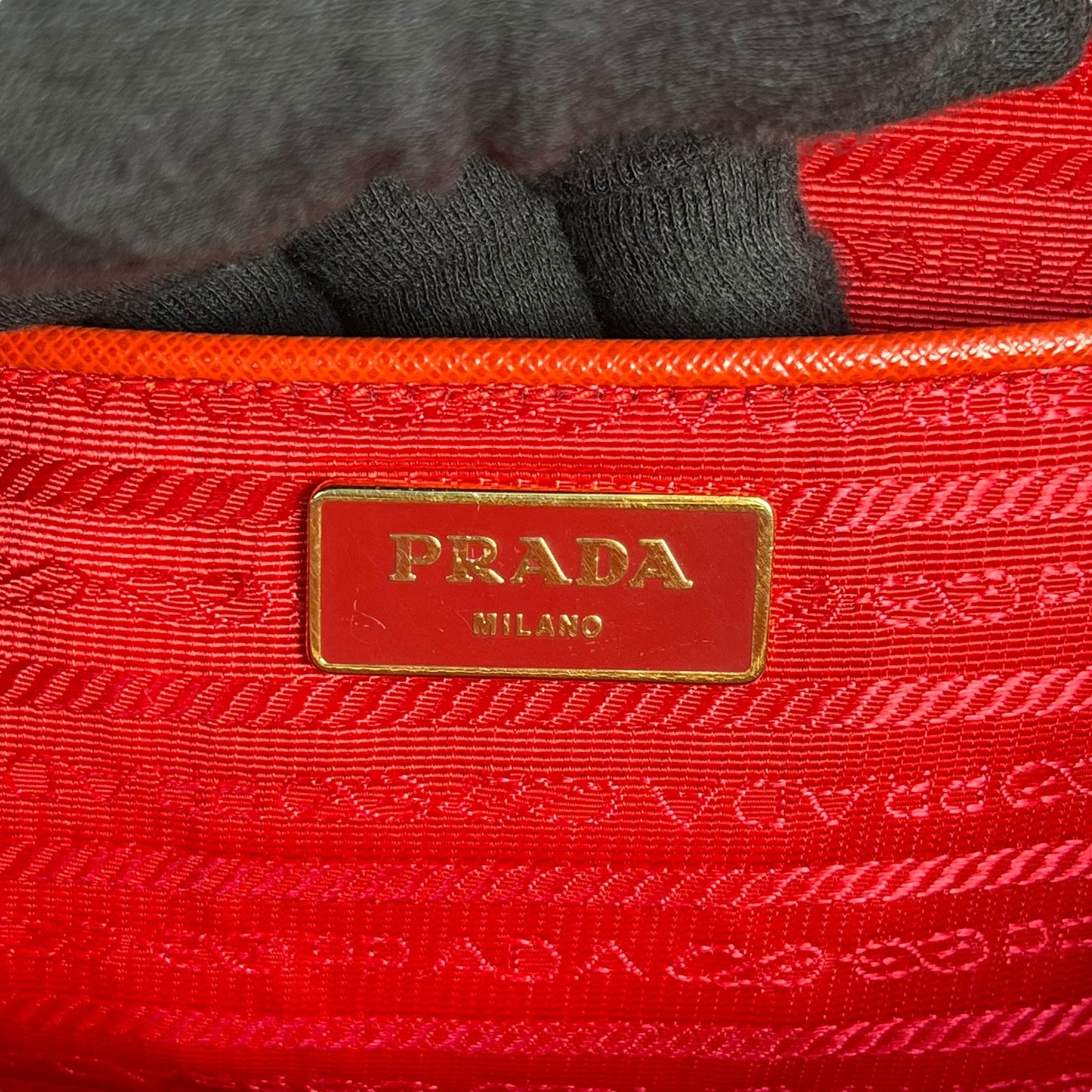 PRADA Galleria Saffiano Leather Hand Bag - Red