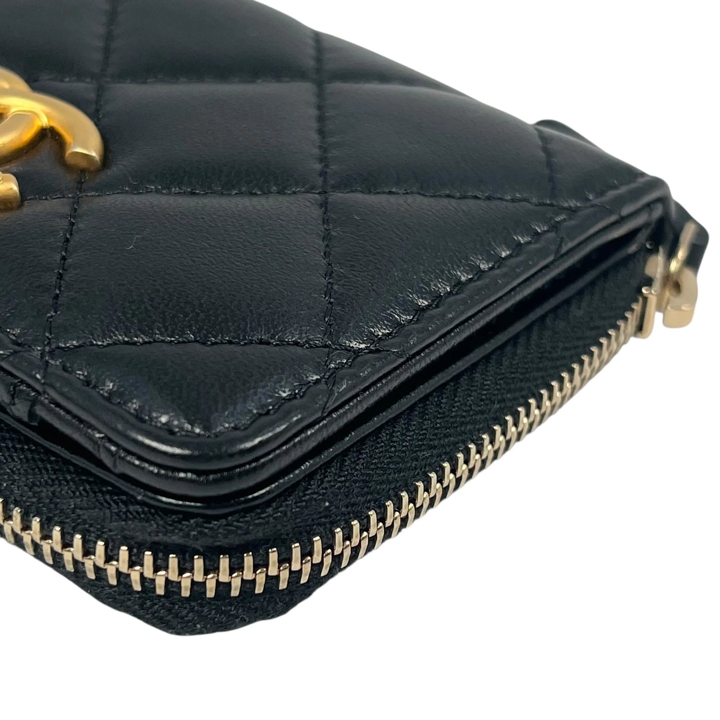 CHANEL Coco Mark Gold Hardware Compact Wallet - Black