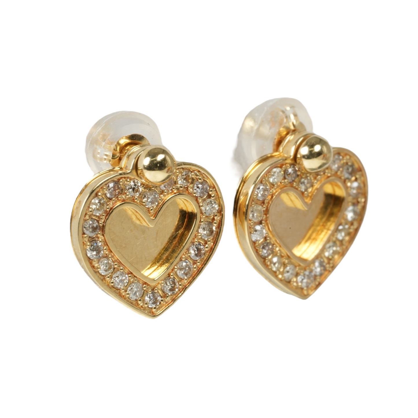 K18 Yellowgold Diamond Heart Earring