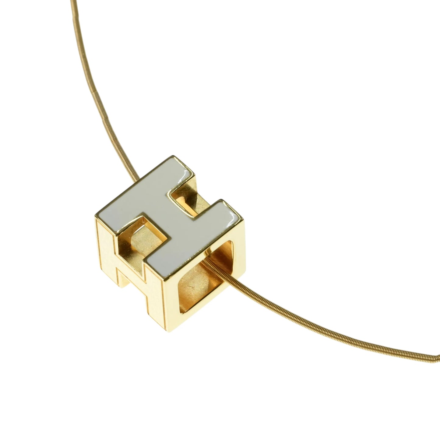 HERMES H Cube Necklace White