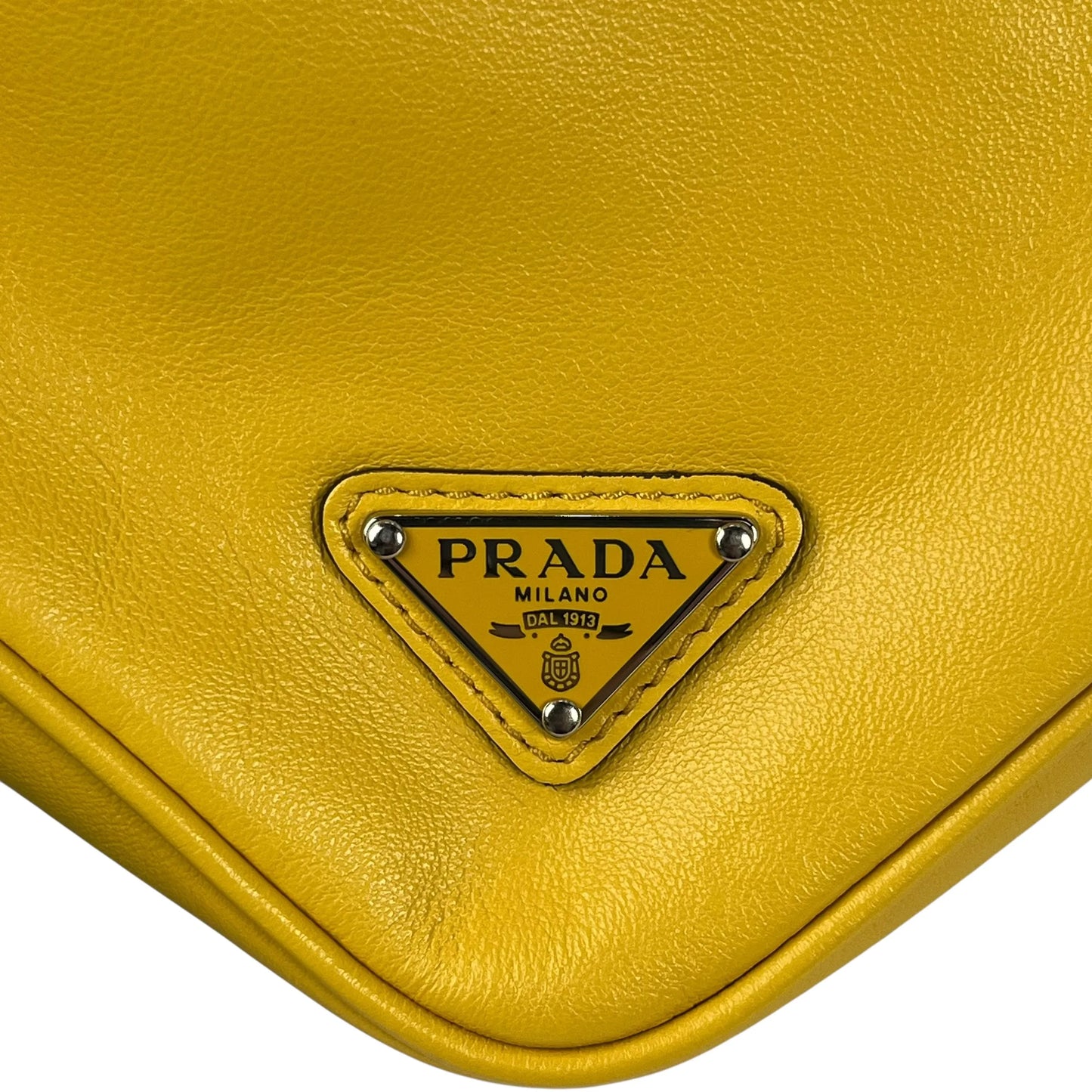 PRADA Triangle Leather Clutch Bag - Yellow