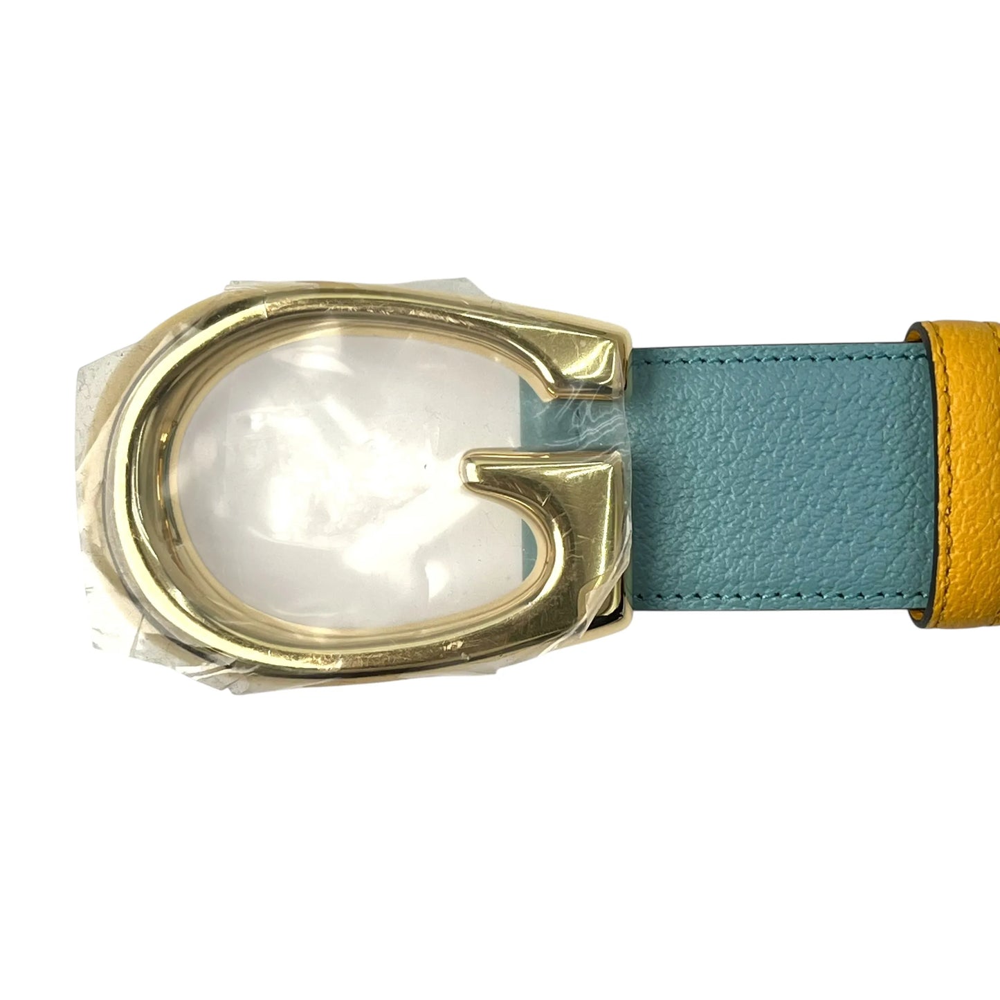 GUCCI Reversible Leather Belt Memorable Buckle - Orange Blue