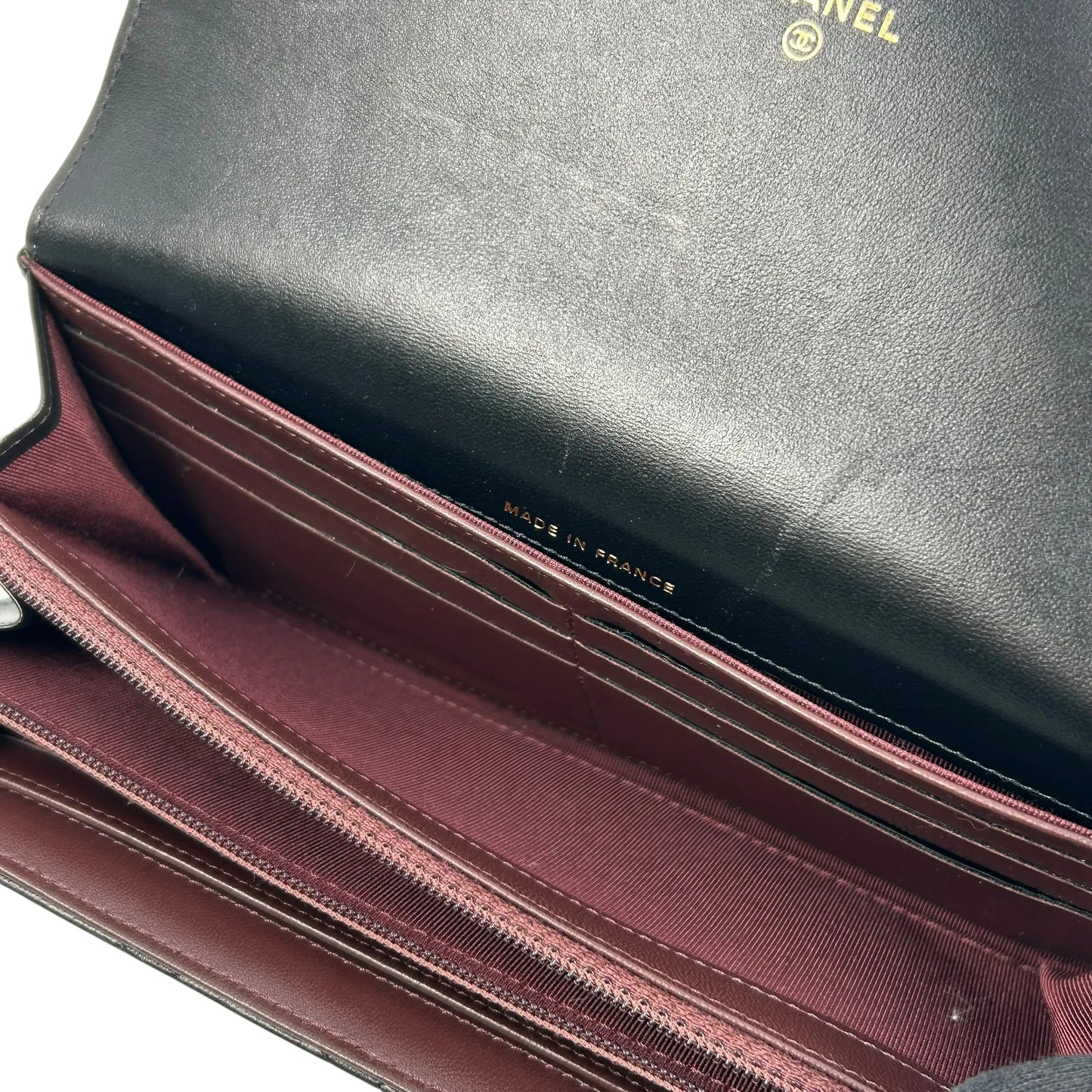 CHANEL CC Logo Lambskin Long Wallet - Black