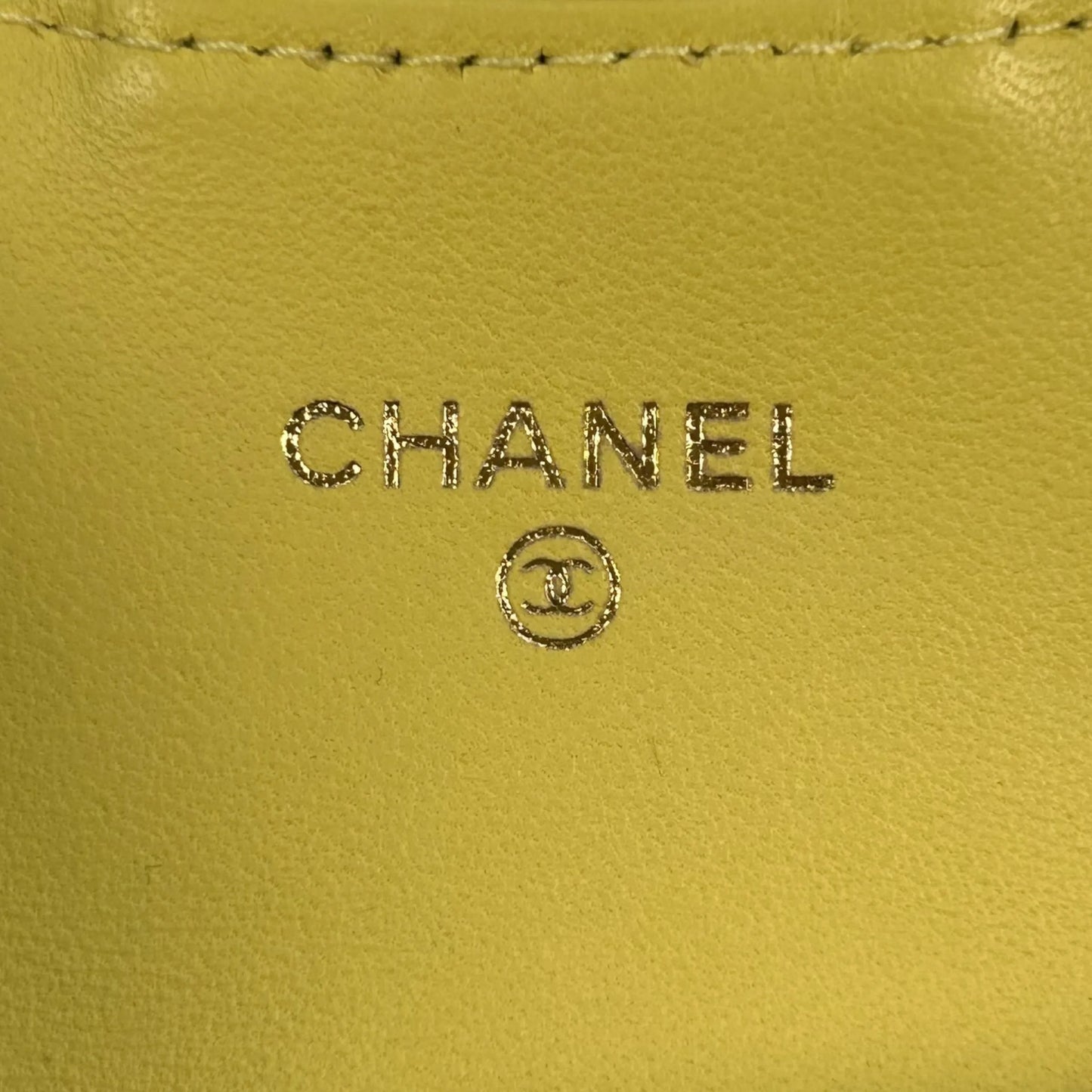 CHANEL Matelasse Classic Flap Lambskin Coin Case - Yellow