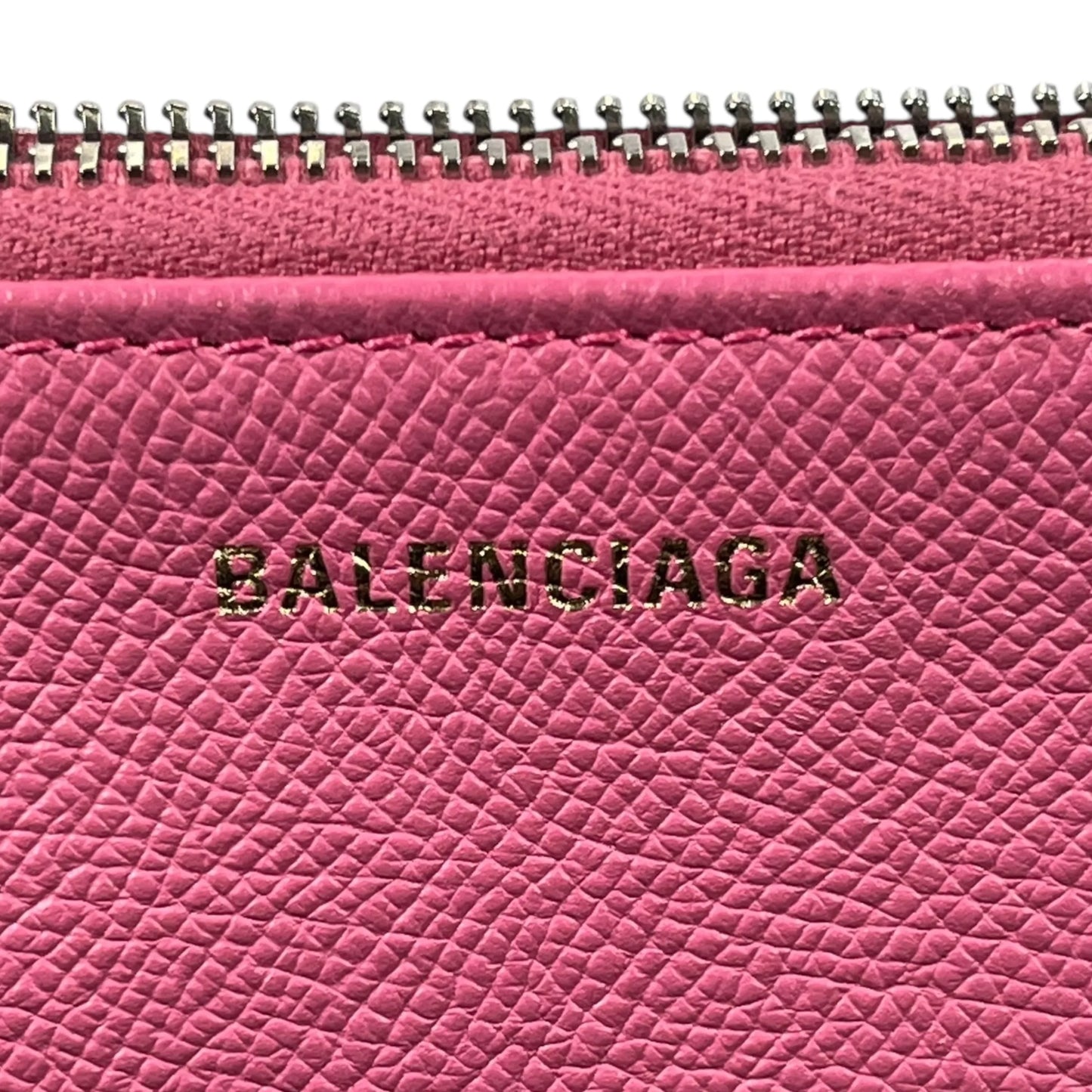BALENCIAGA Ville Logo Leather Pouch Clutch Bag - Pink