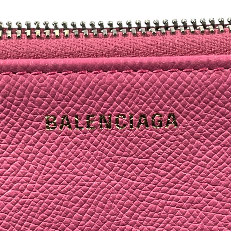 BALENCIAGA Ville Logo Leather Pouch Clutch Bag - Pink