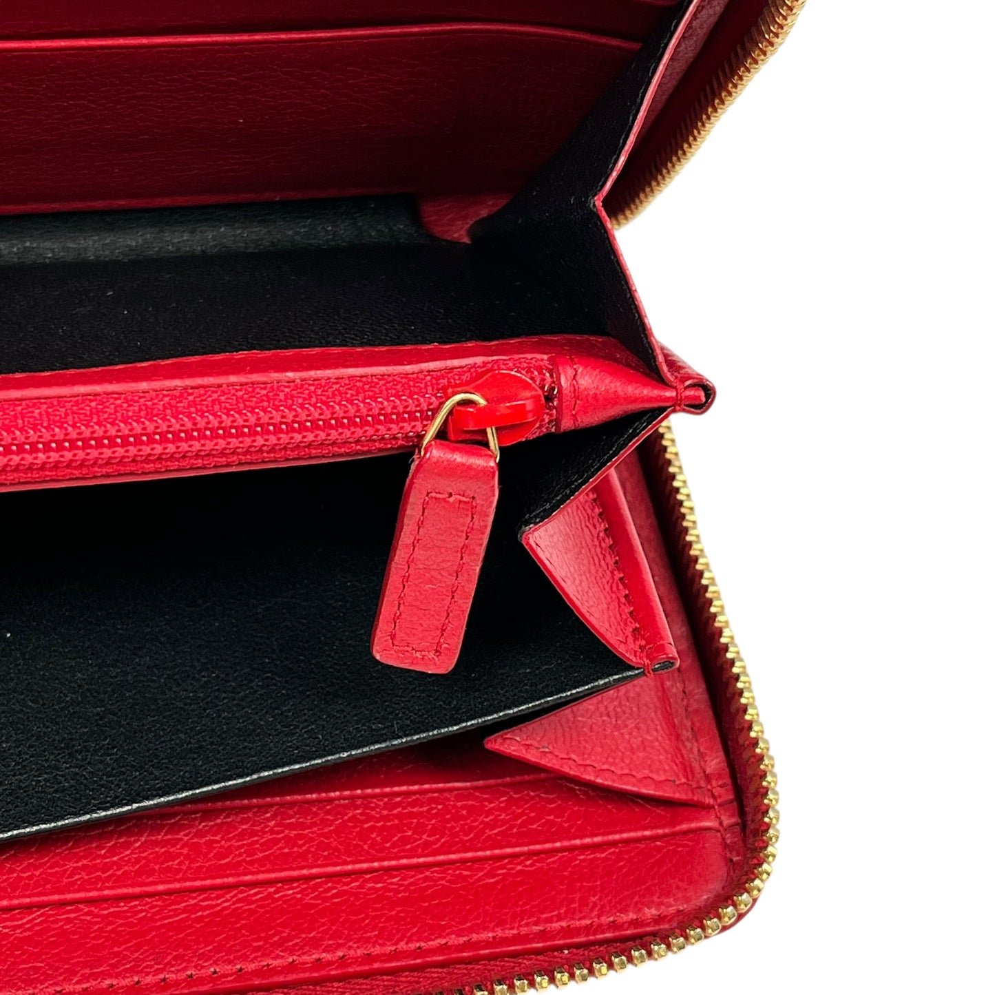 Saint Laurent YSL Logo Leather Round Zip Long Wallet - Red