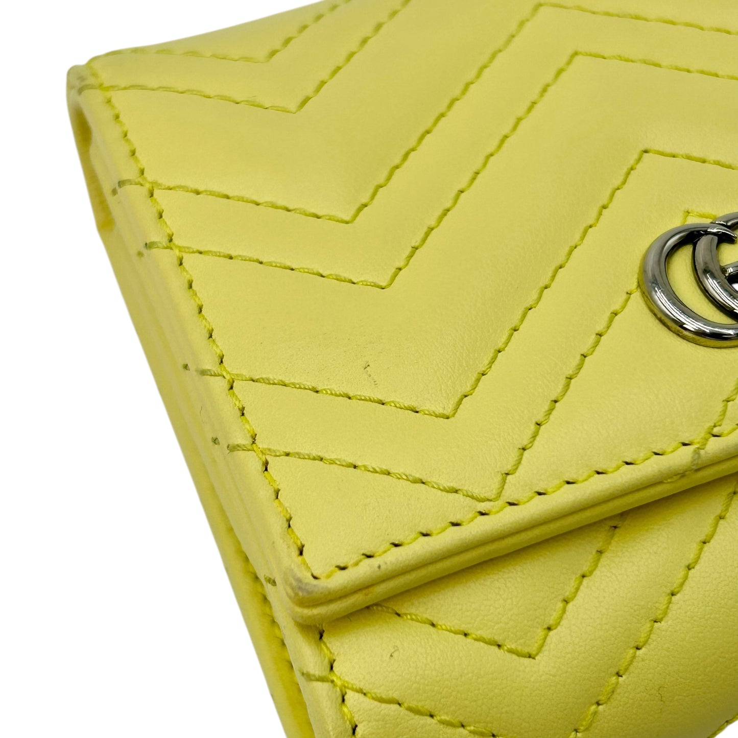 GUCCI GG Marmont Leather Compact Wallet - Yellow